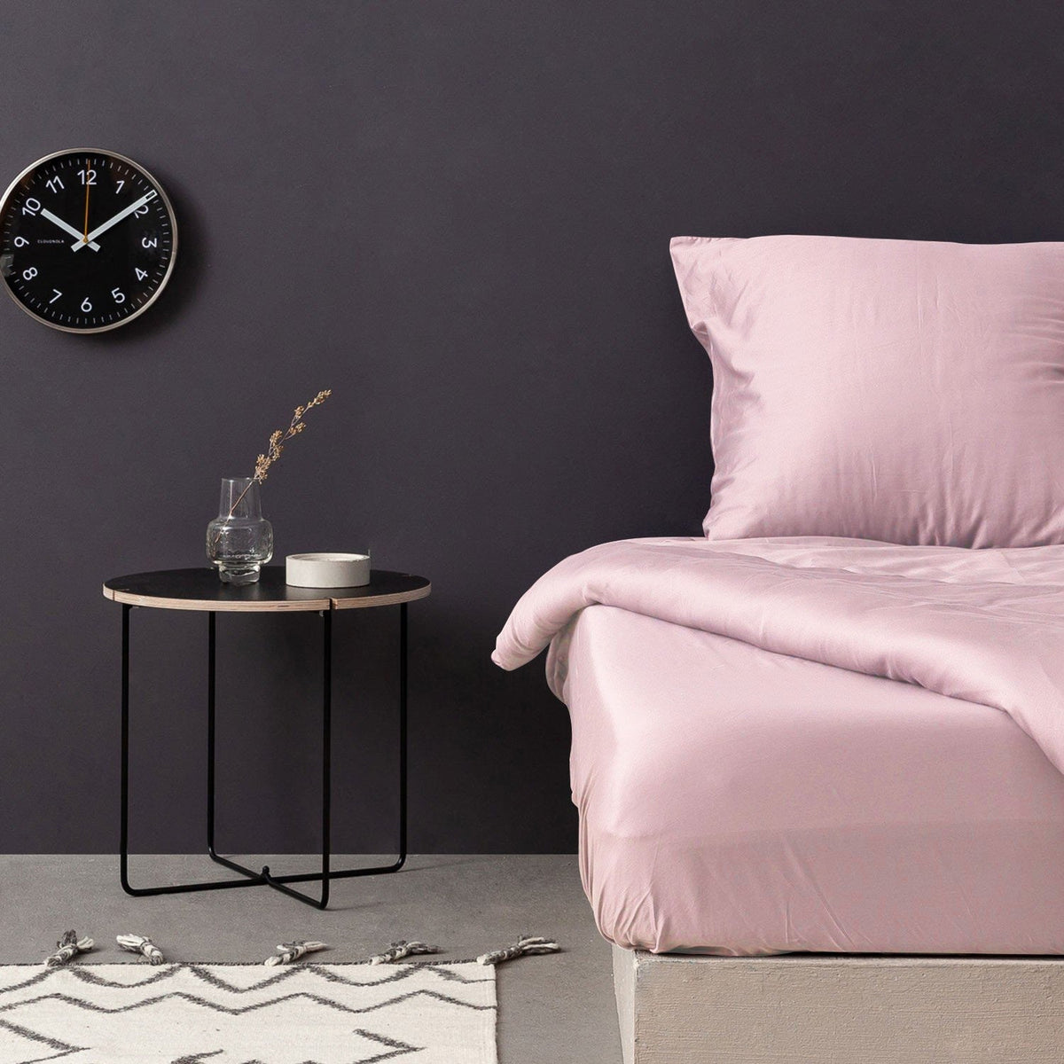 Cearșaf satin pat super king cu elastic, De Light Pink, Roz deschis