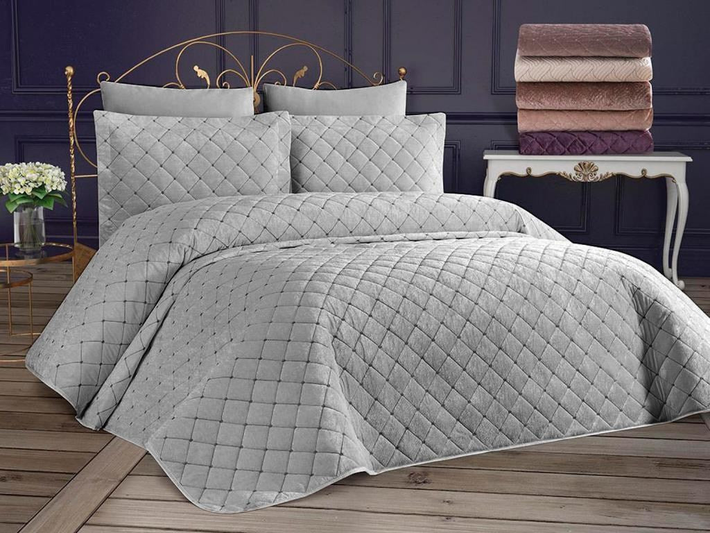 Set cuvertură pat dublu, Dessert - Grey, Gri