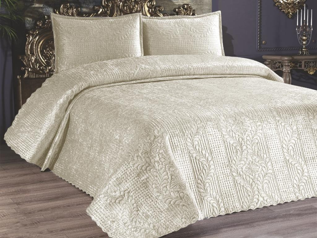 Set cuvertură pat dublu, Velica - Cream, Crem