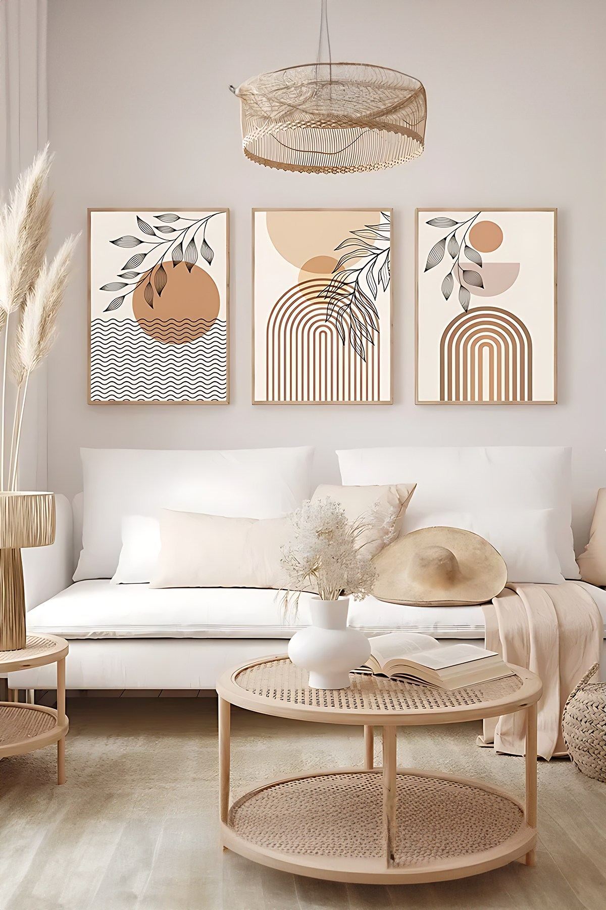 Tablou decorativ MDF cu ramă (3 piese), Artsycllct6, Multicolor