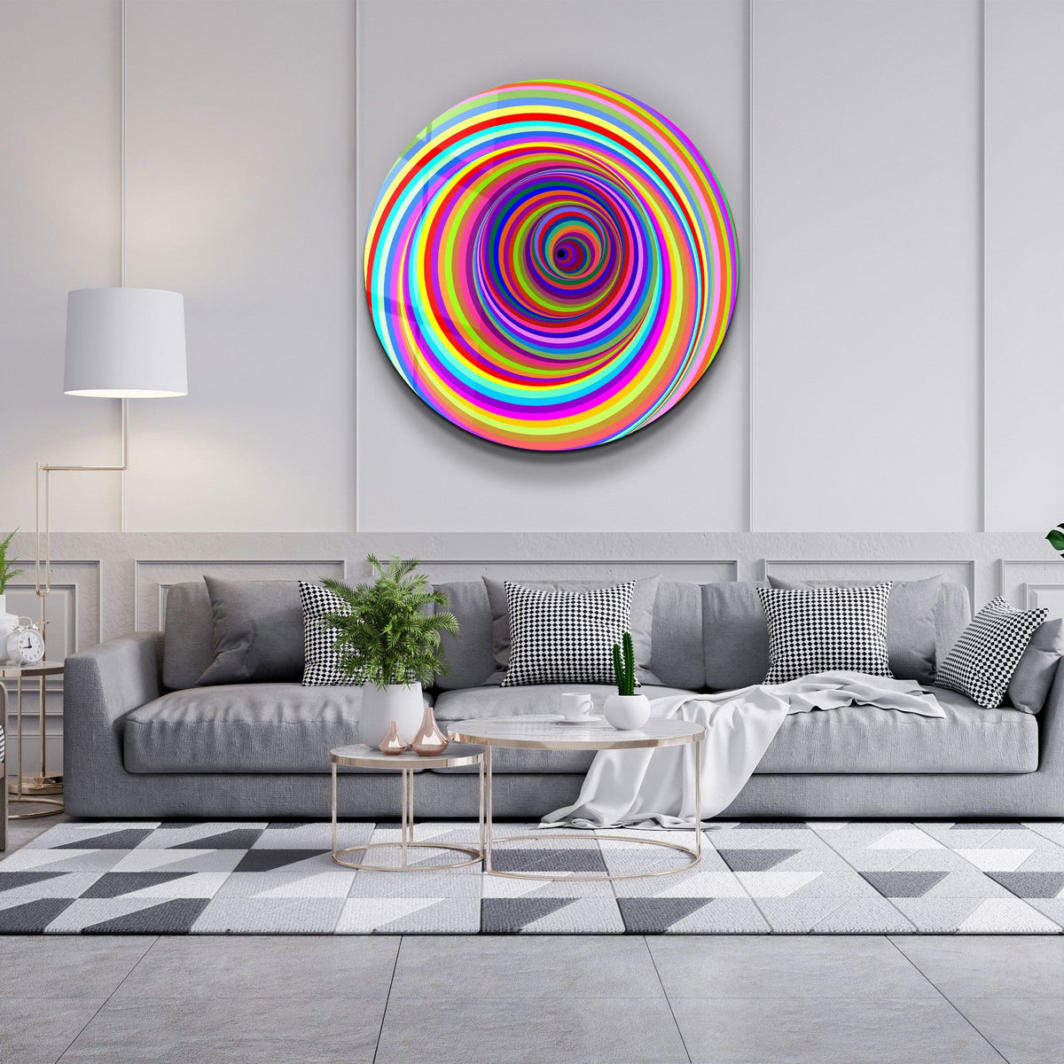 Tablou decorativ din sticlă securizată, SKR-9062 - (80 x 80), Multicolor