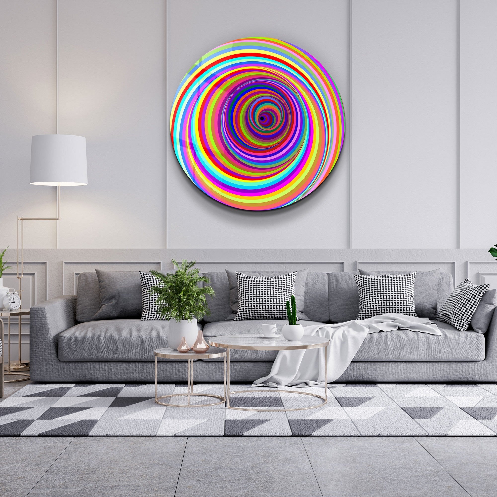 Tablou decorativ din sticlă securizată, SKR-9062 - (80 x 80), Multicolor