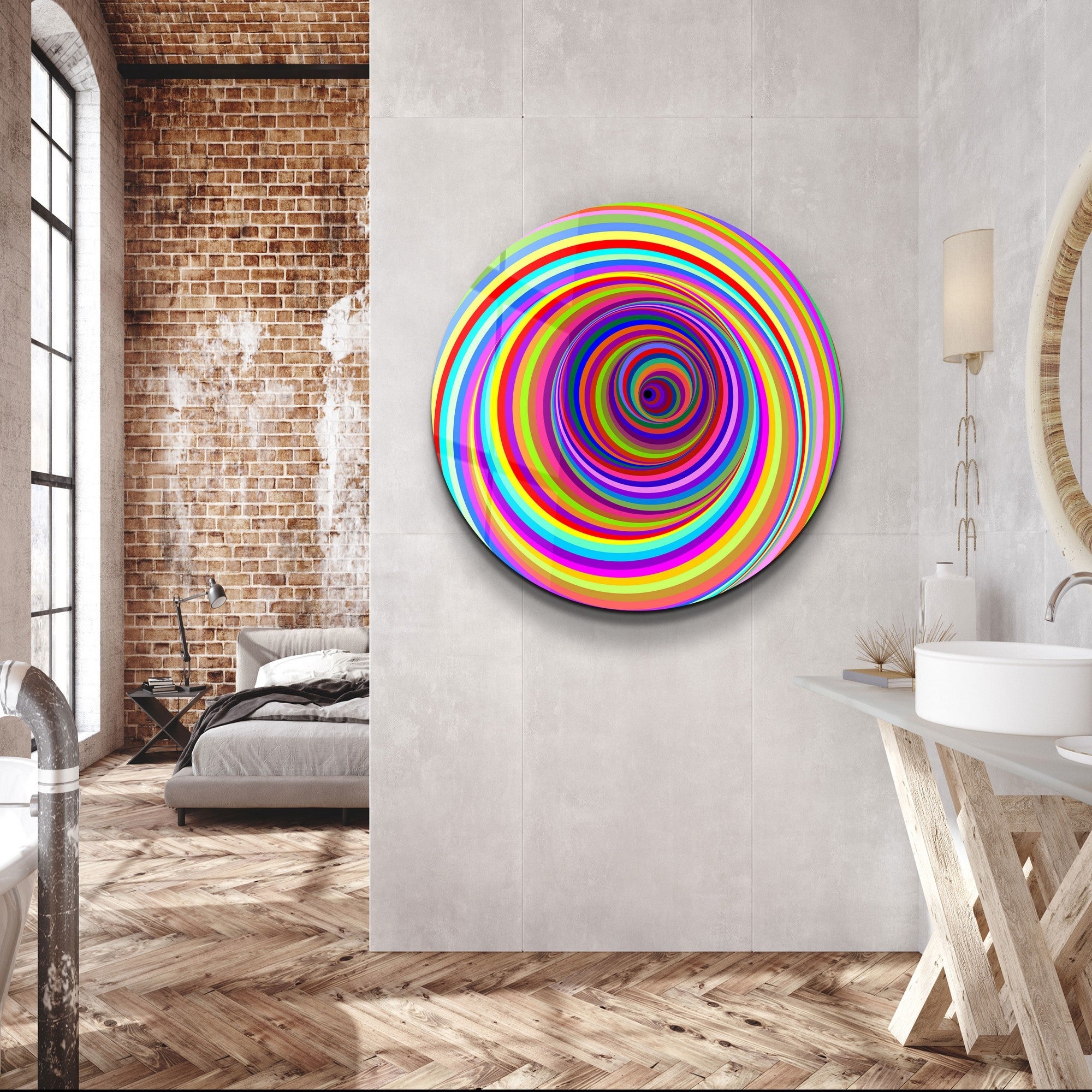 Tablou decorativ din sticlă securizată, SKR-9062 - (80 x 80), Multicolor