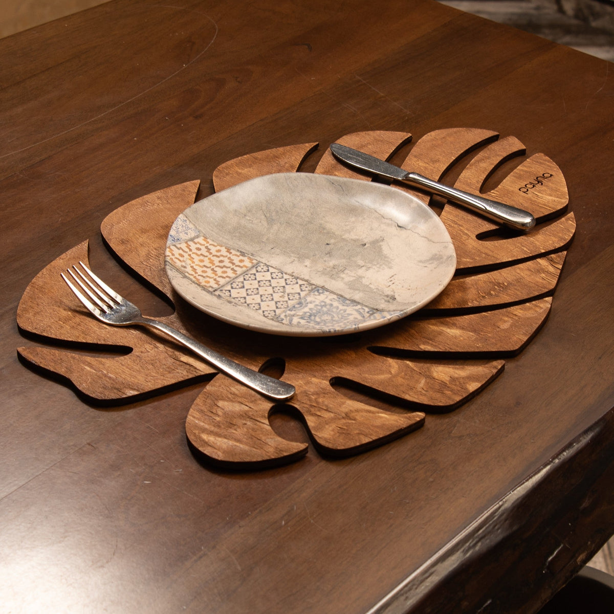 Set suporturi de masă din lemn (4 piese), Monstera - Walnut, Nuc