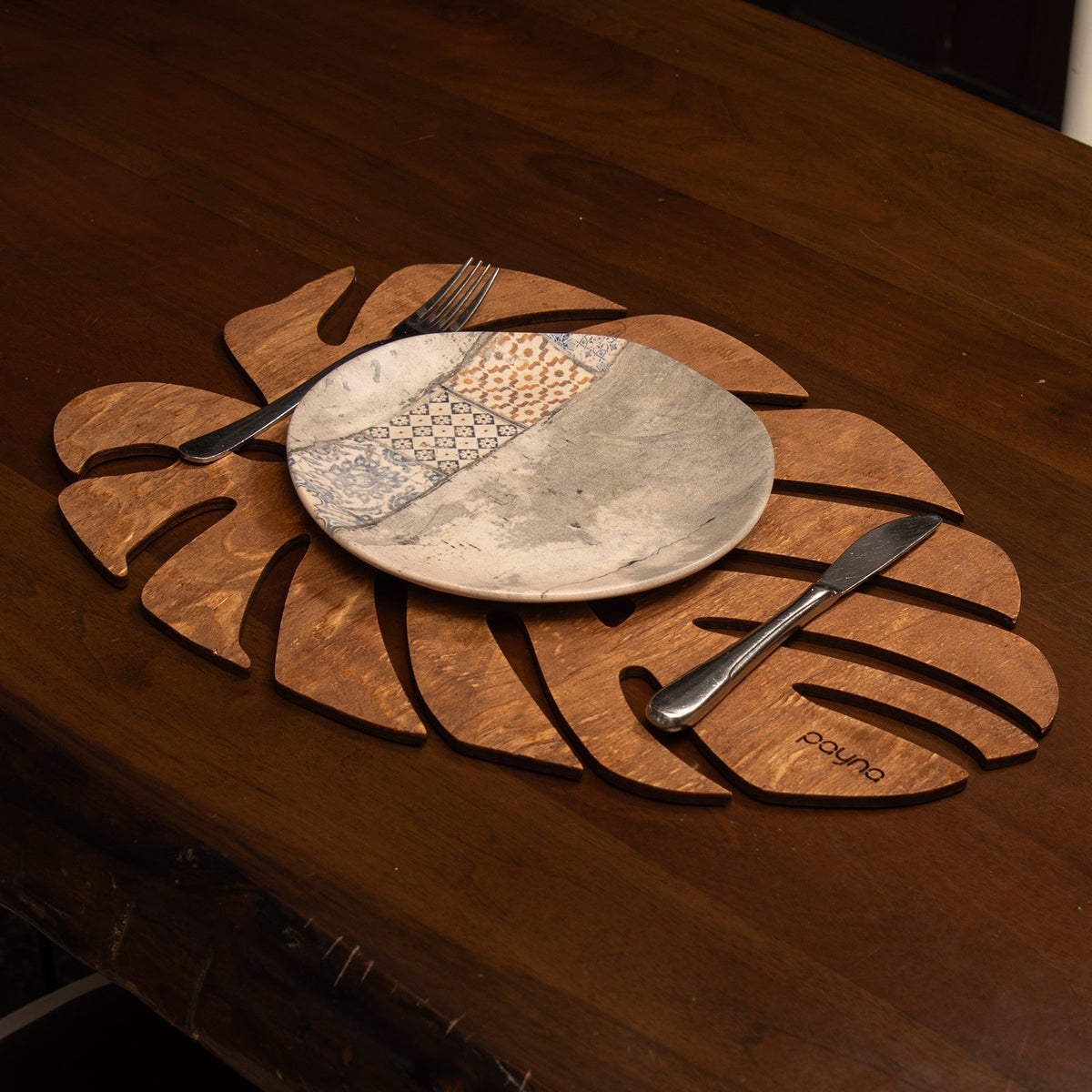 Set suporturi de masă din lemn (4 piese), Monstera - Walnut, Nuc