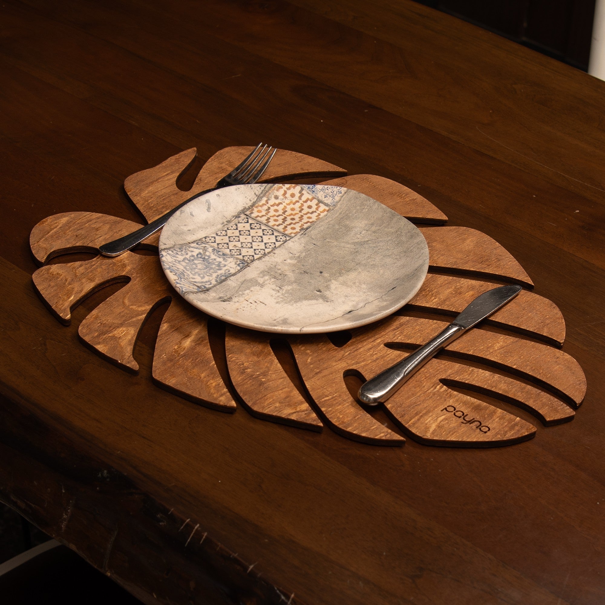 Set suporturi de masă din lemn (4 piese), Monstera - Walnut, Nuc