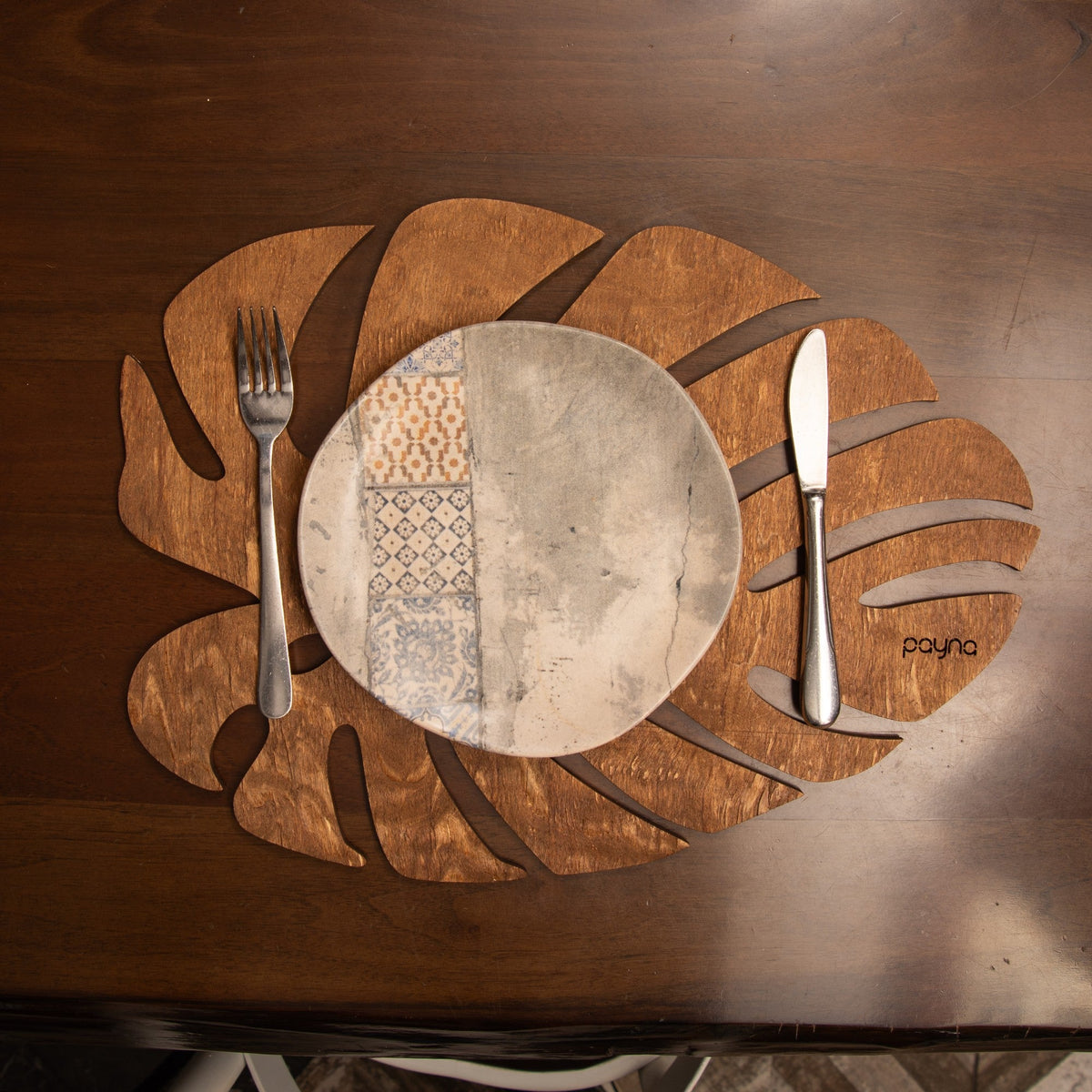 Set suporturi de masă din lemn (4 piese), Monstera - Walnut, Nuc
