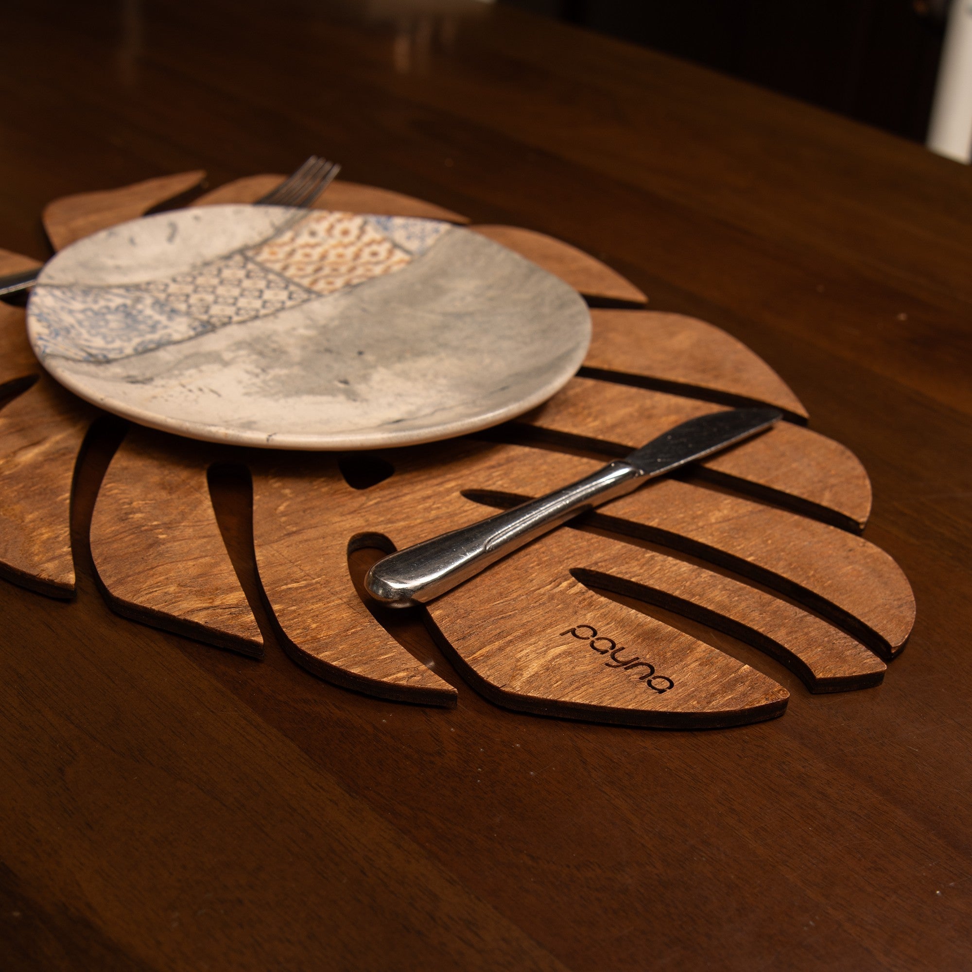 Set suporturi de masă din lemn (4 piese), Monstera - Walnut, Nuc