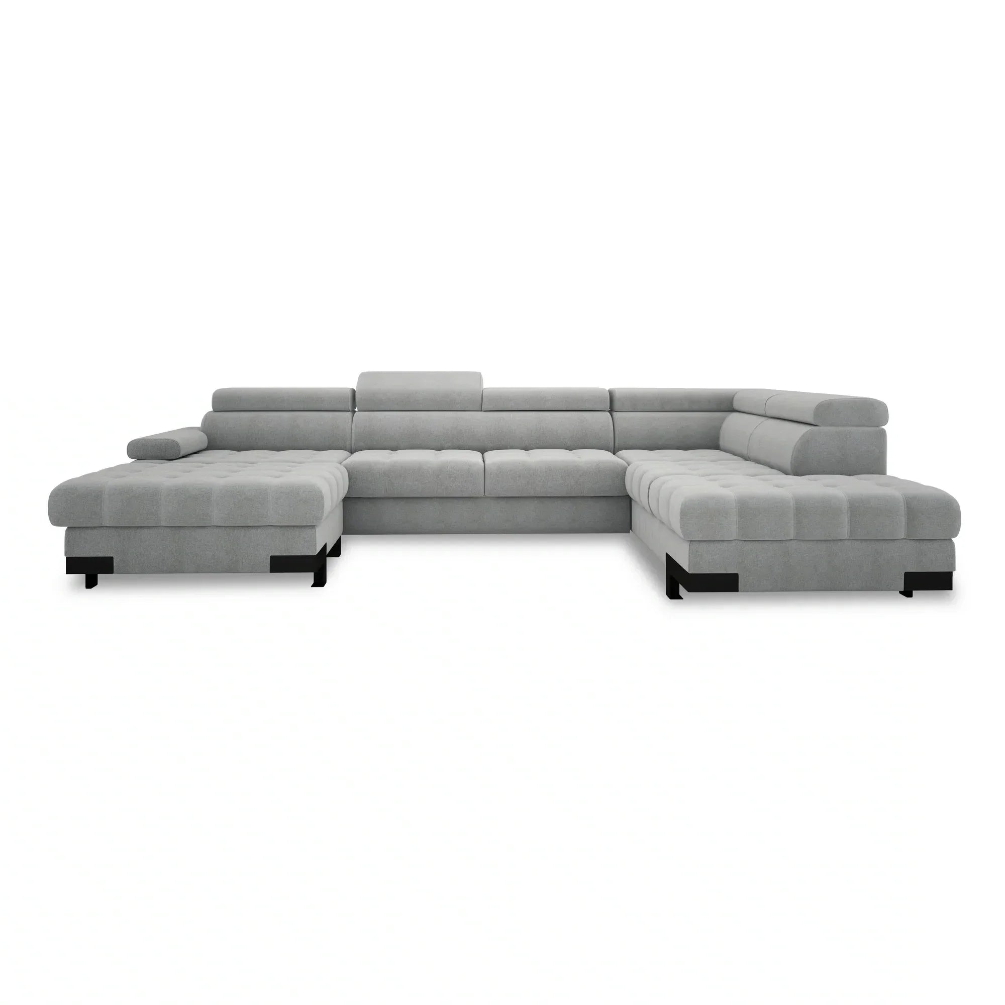 Coltar extensibil cu lada SELVA XL, sezlong dreapta, stofa catifelata verde - Riviera 38, Gama Premium, cu tetiere reglabile, 339x223x95 cm
