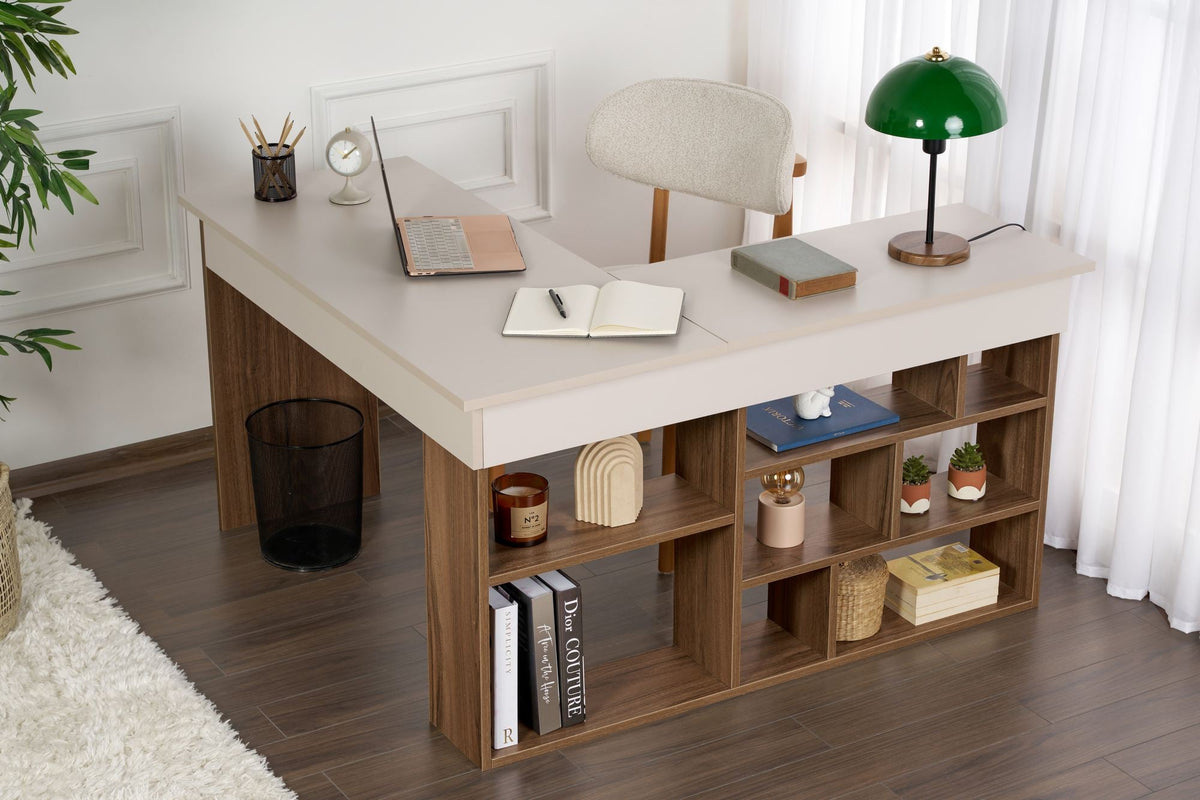 Birou, Vesper - Cashmere, Walnut, Cașmir / Nuc