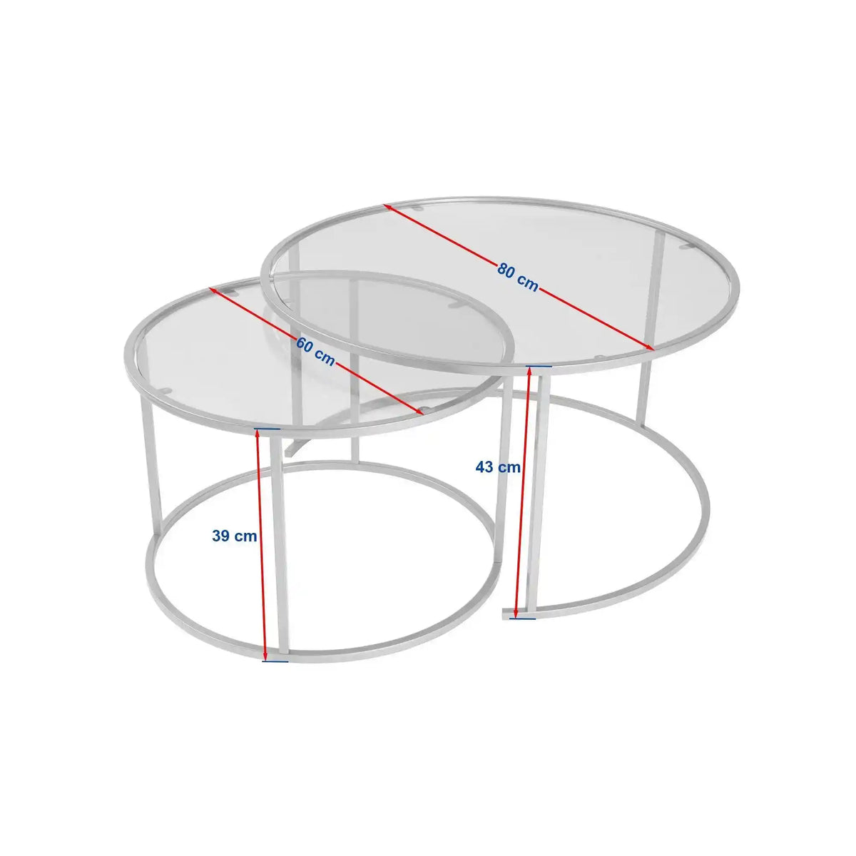 Set 2 masute cafea AURUM, auriu, sticla/metal