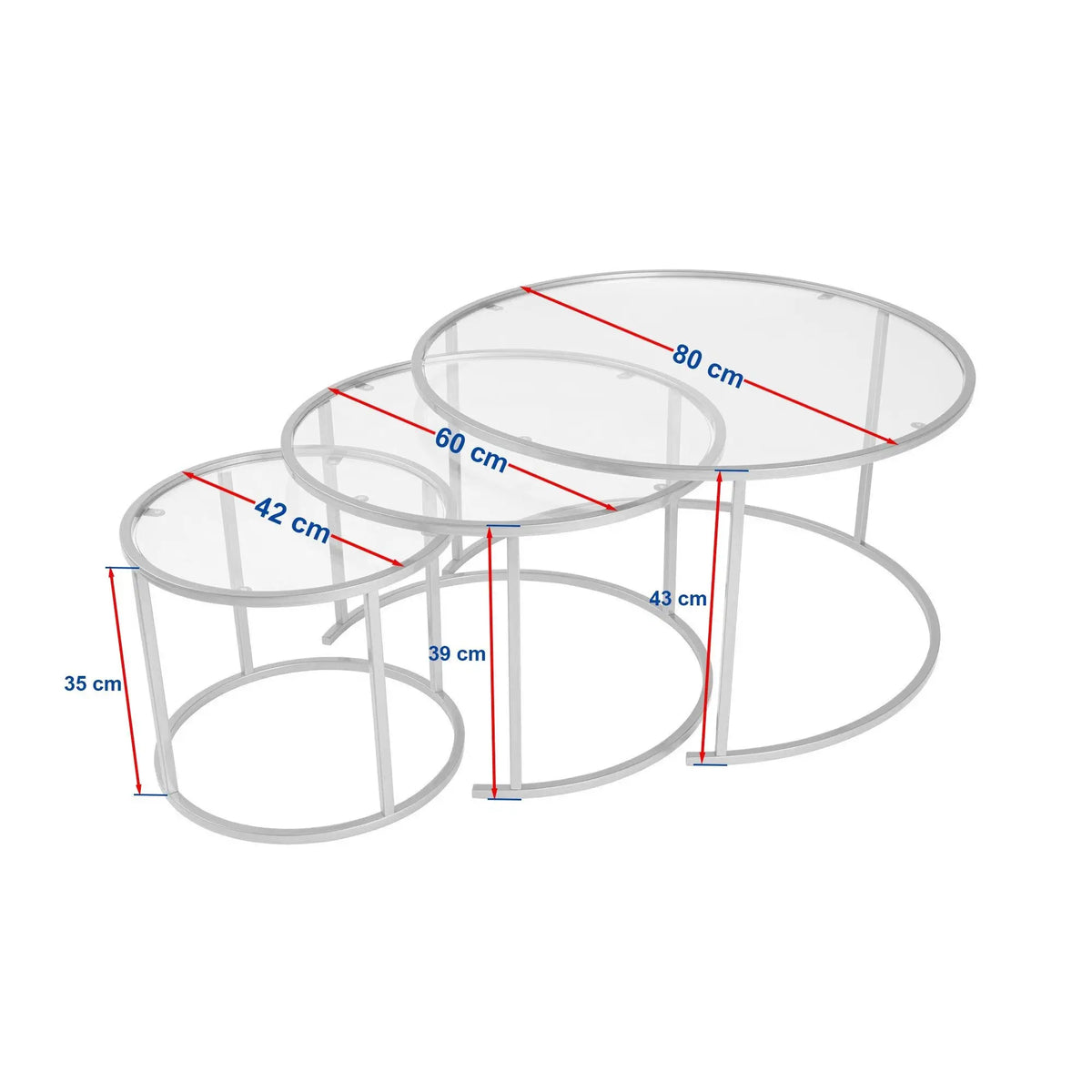 Set 3 masute cafea AURUM, transparent/auriu, sticla/metal
