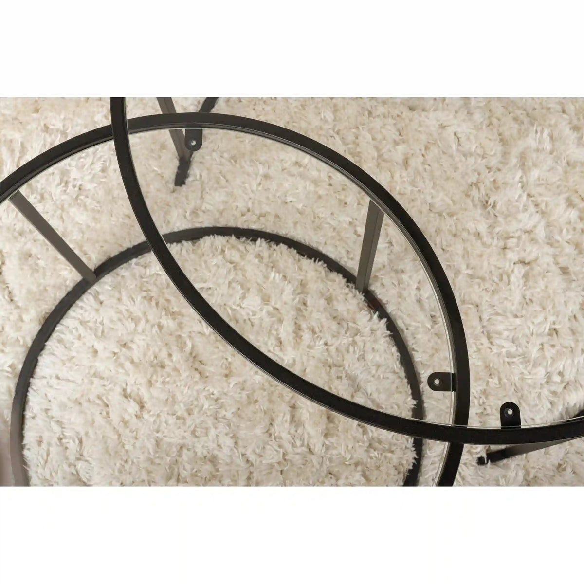 Set 2 masute cafea AURUM, transparent/negru, sticla/metal