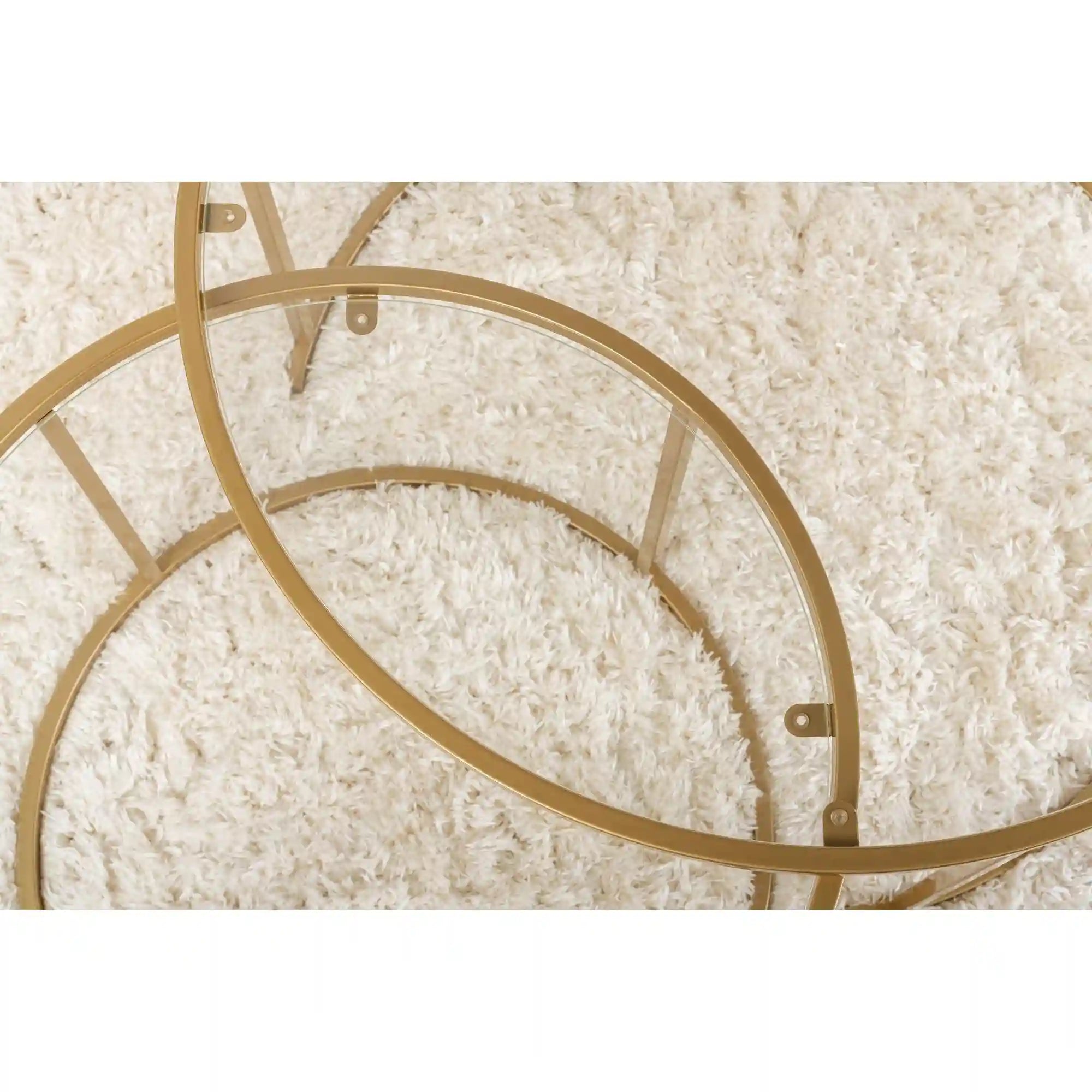 Set 2 masute cafea AURUM, transparent/auriu, sticla/metal