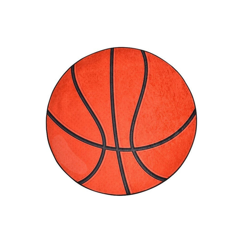 Covor Basketball, 140x140 cm, forma rotunda, poliester/catifea, portocaliu