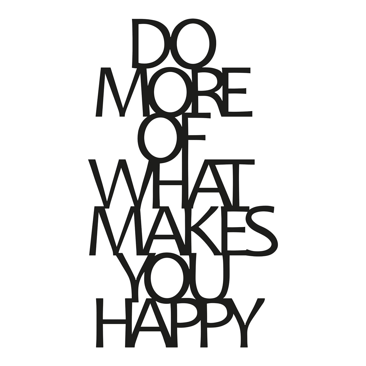 Accesoriu decorativ metalic de perete, Do More Of What Makes You Happy, Negru