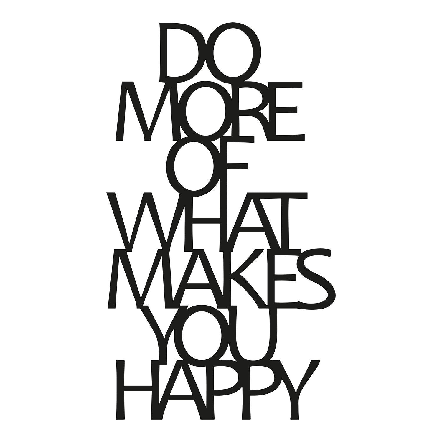 Accesoriu decorativ metalic de perete, Do More Of What Makes You Happy, Negru