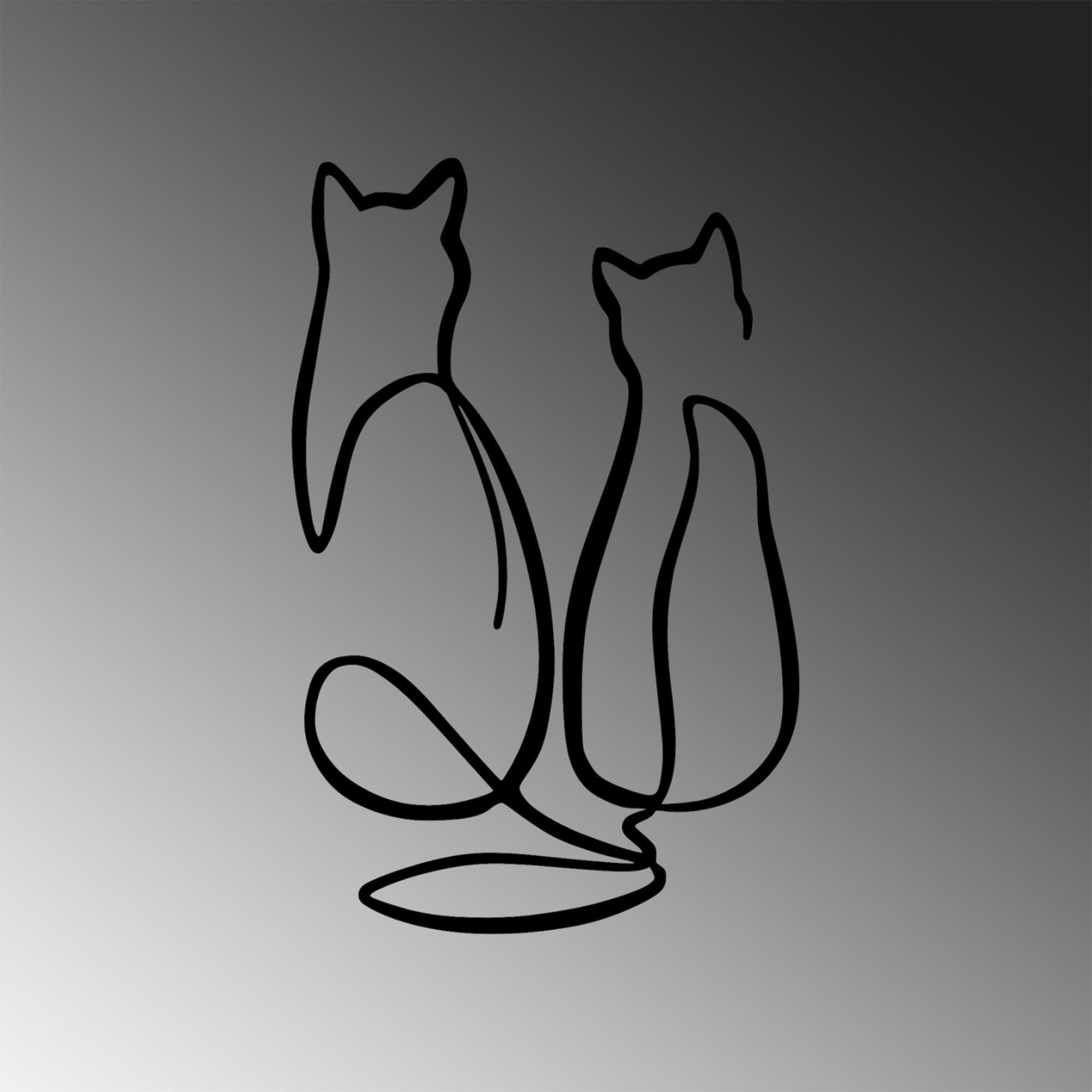 Accesoriu decorativ metalic de perete, Couple Cat Love, Negru