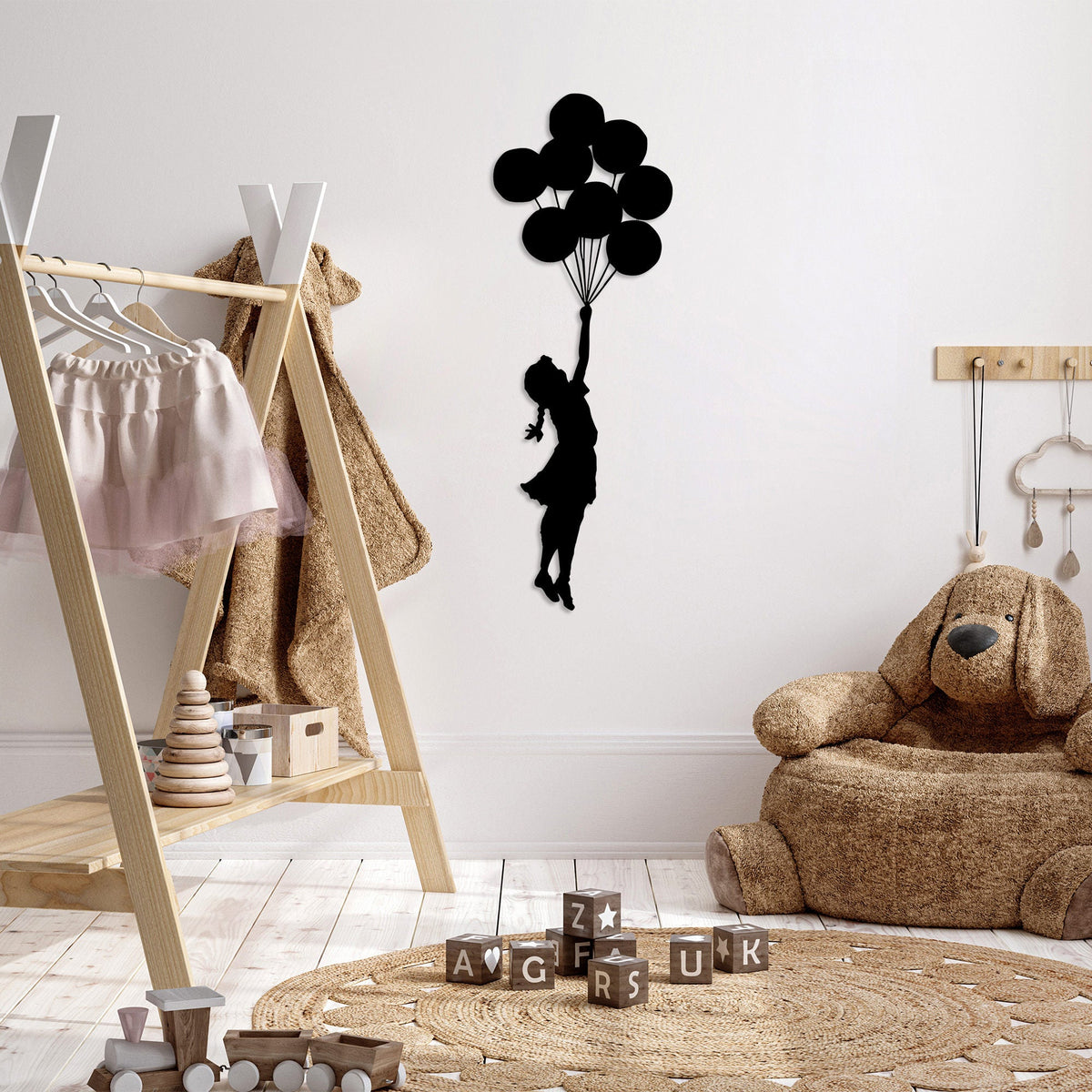 Accesoriu decorativ metalic de perete, Banksy - 12, Negru