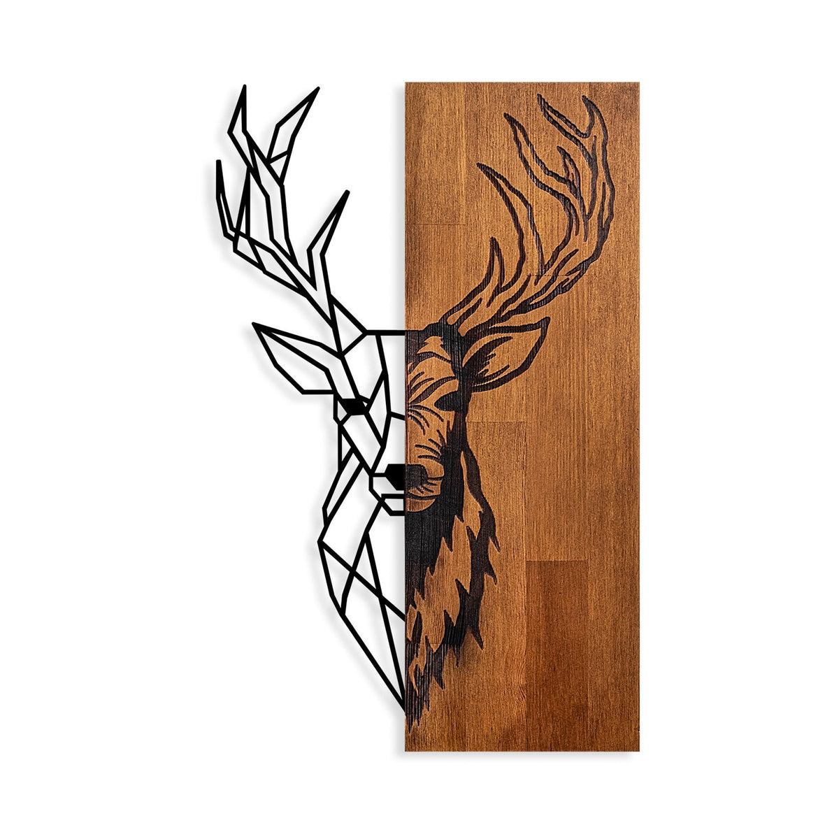 Accesoriu decorativ din lemn de perete, Red Deer 1, Nuc / Negru