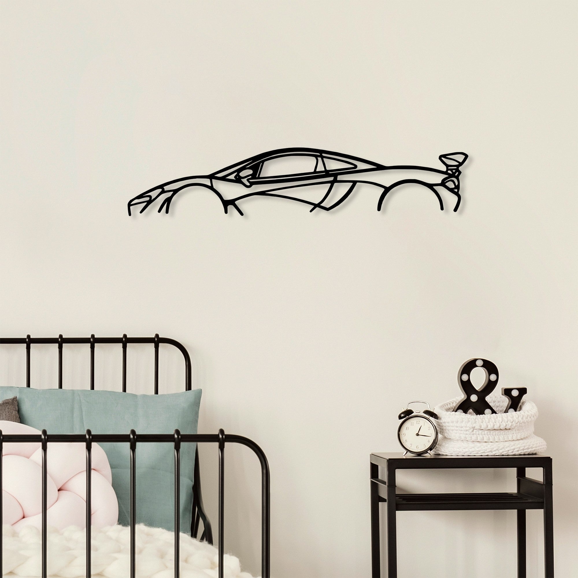 Accesoriu decorativ metalic de perete, Mclaren P1 Silhouette, Negru