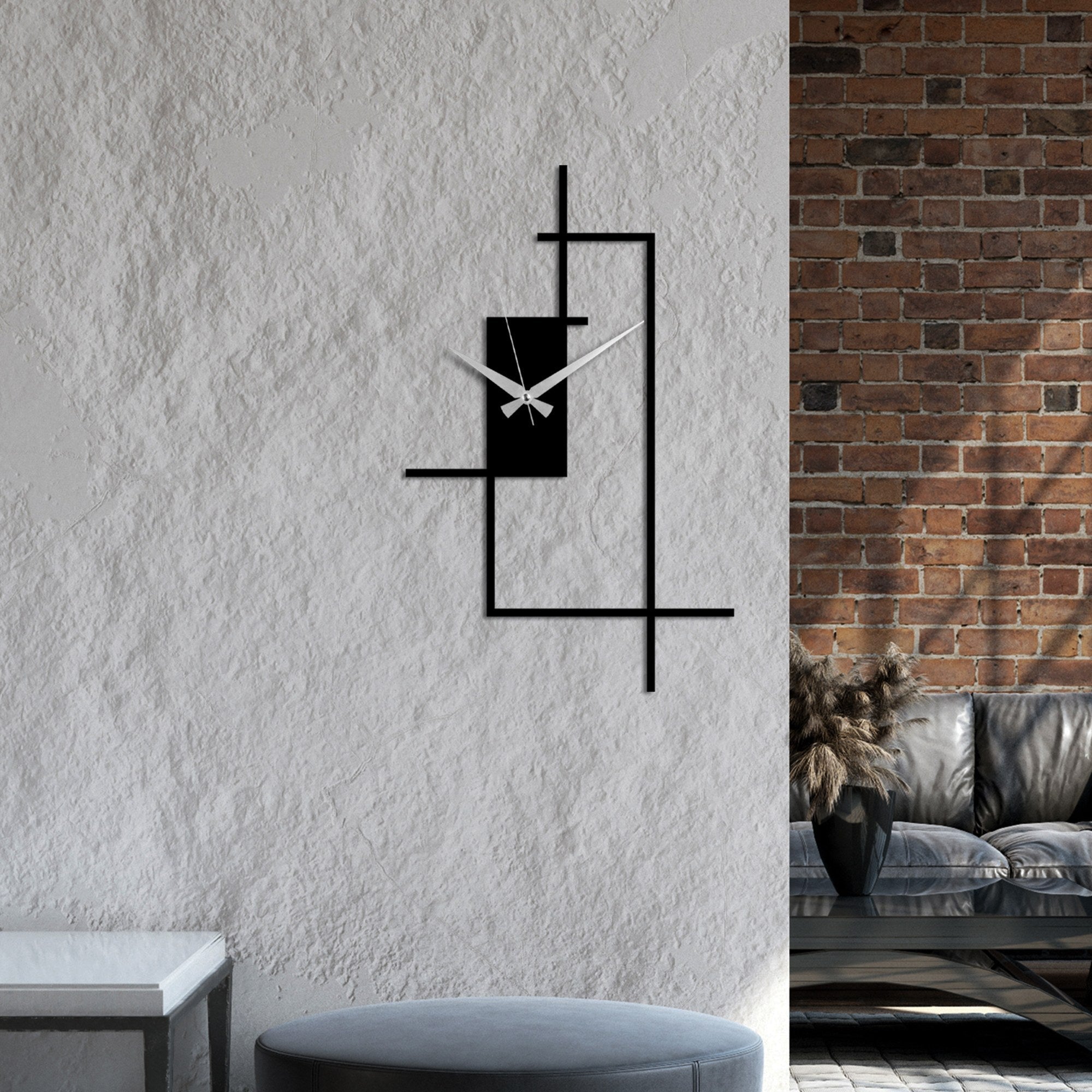Ceas decorativ metalic de perete, Corner, Negru