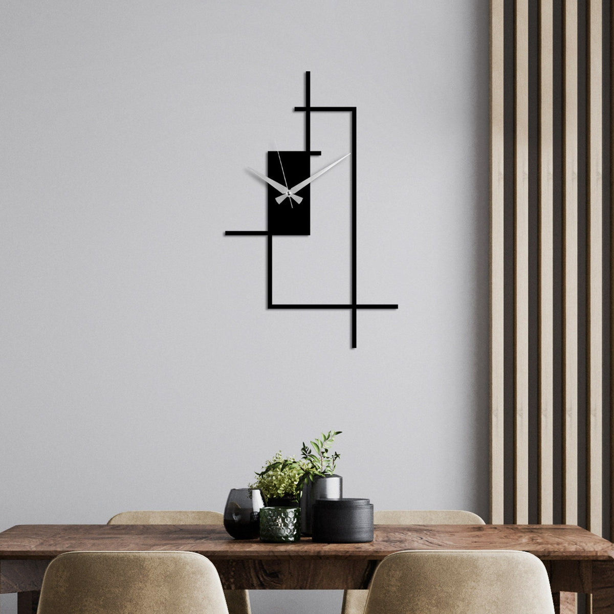 Ceas decorativ metalic de perete, Corner, Negru