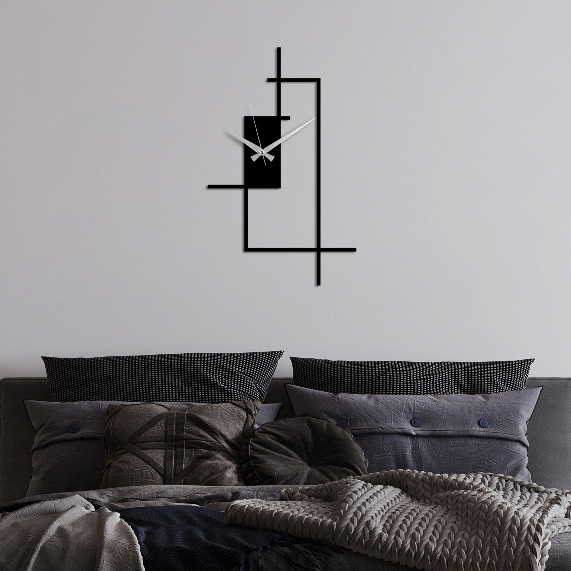 Ceas decorativ metalic de perete, Corner, Negru