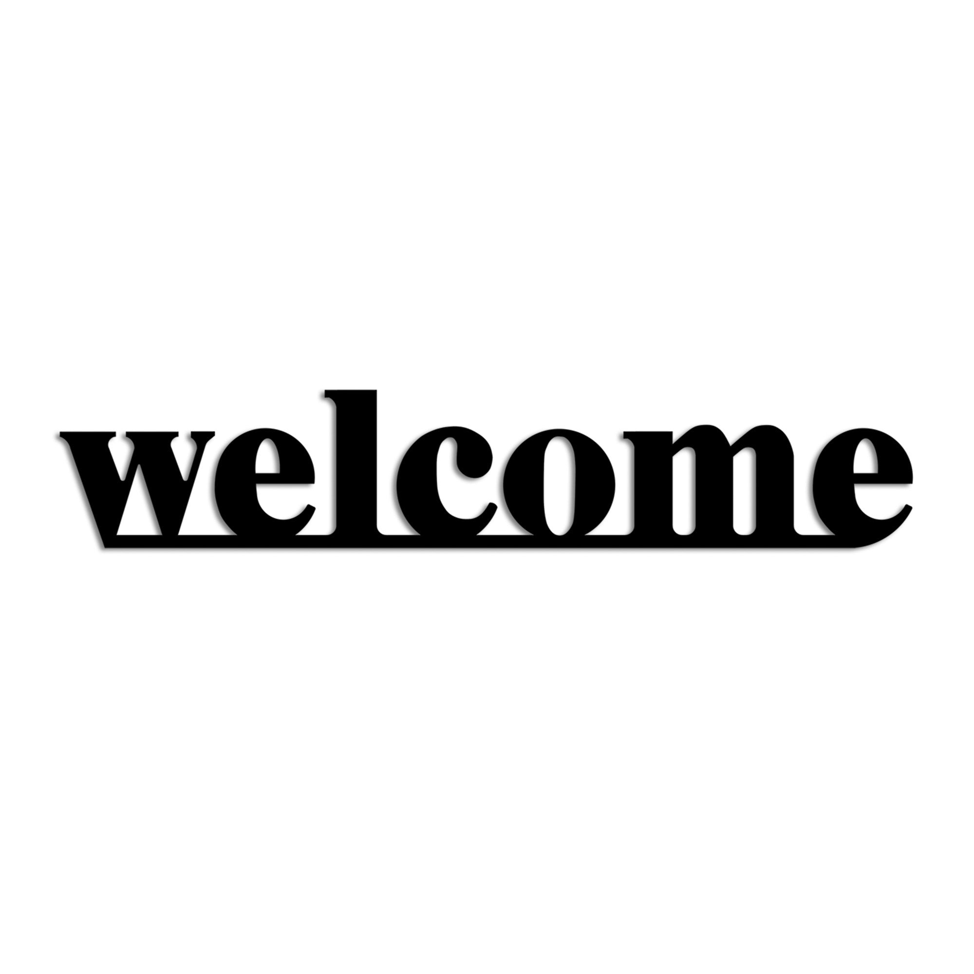 Accesoriu decorativ metalic de perete, Welcome, Negru