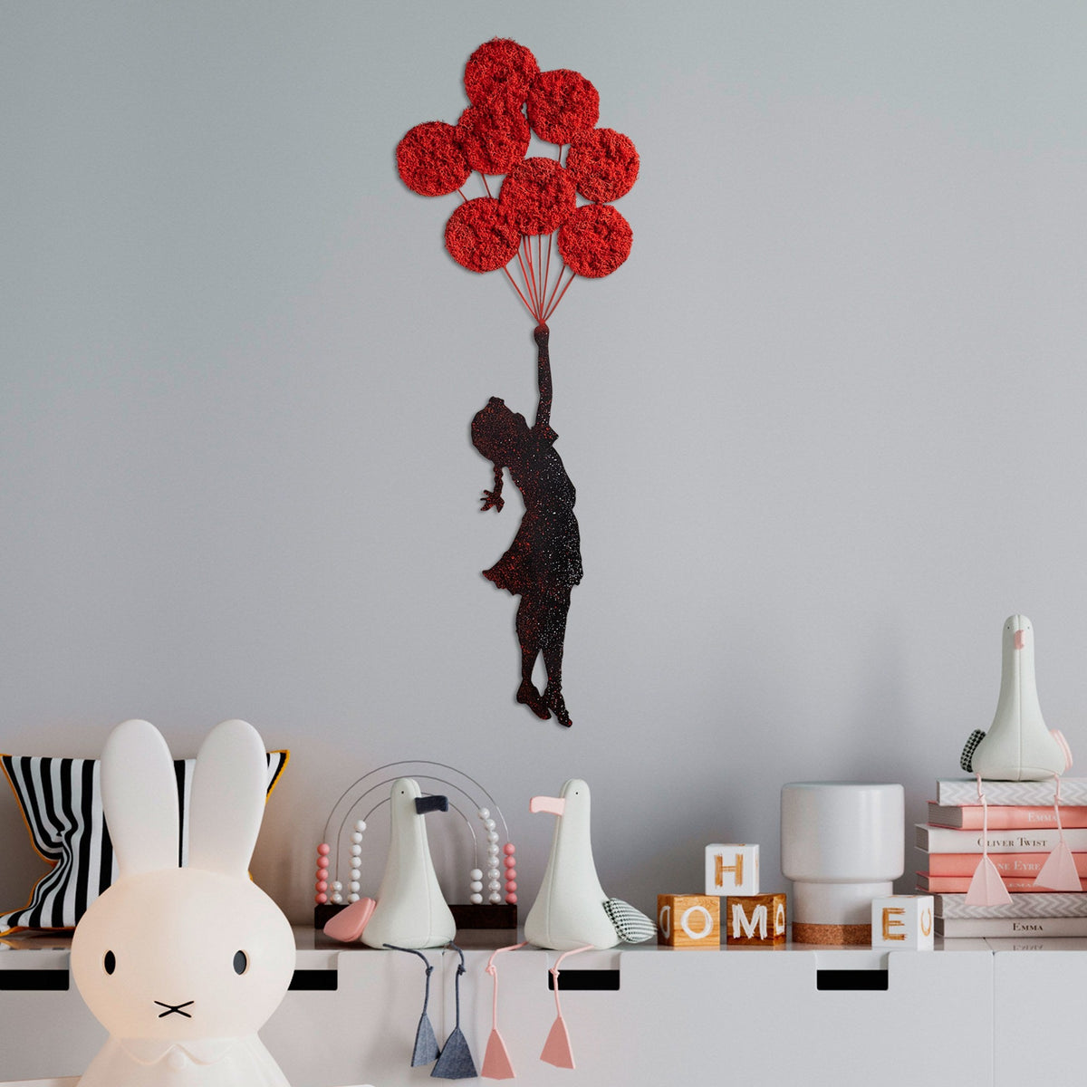 Accesoriu decorativ metalic de perete, Banksy - 11-1, Roșu / Negru