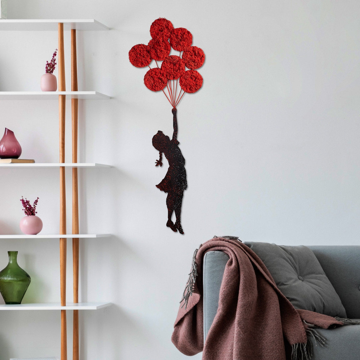 Accesoriu decorativ metalic de perete, Banksy - 11-1, Roșu / Negru