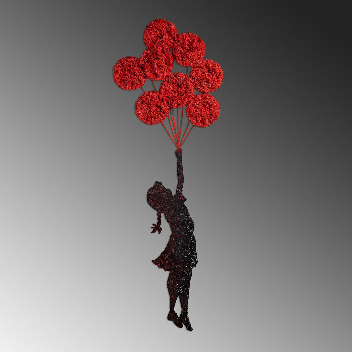 Accesoriu decorativ metalic de perete, Banksy - 11-1, Roșu / Negru