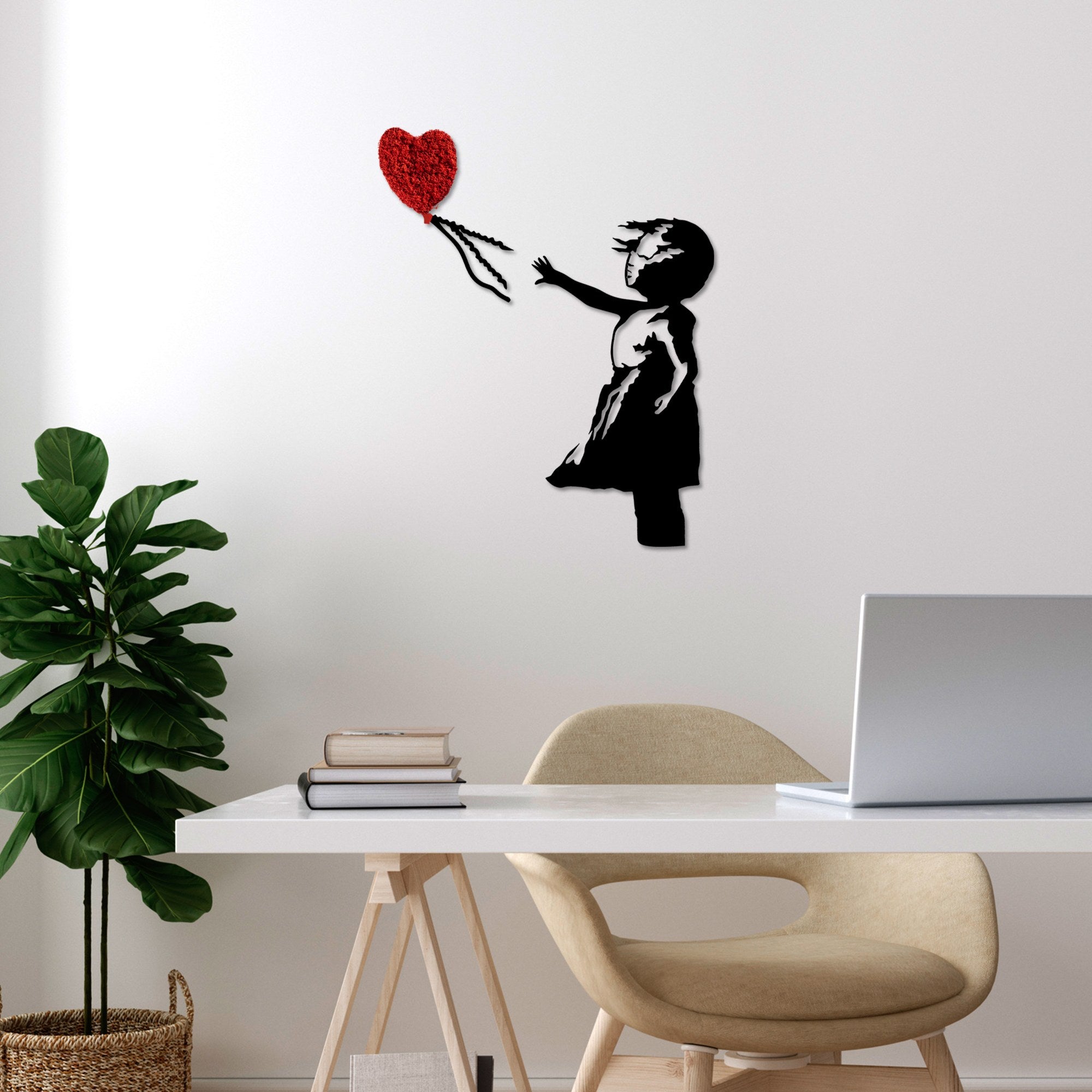Accesoriu decorativ metalic de perete, Banksy - 13-1, Roșu / Negru
