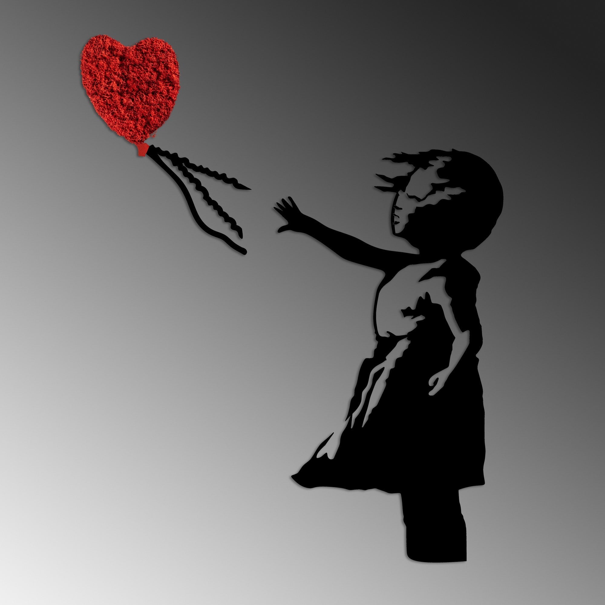 Accesoriu decorativ metalic de perete, Banksy - 13-1, Roșu / Negru