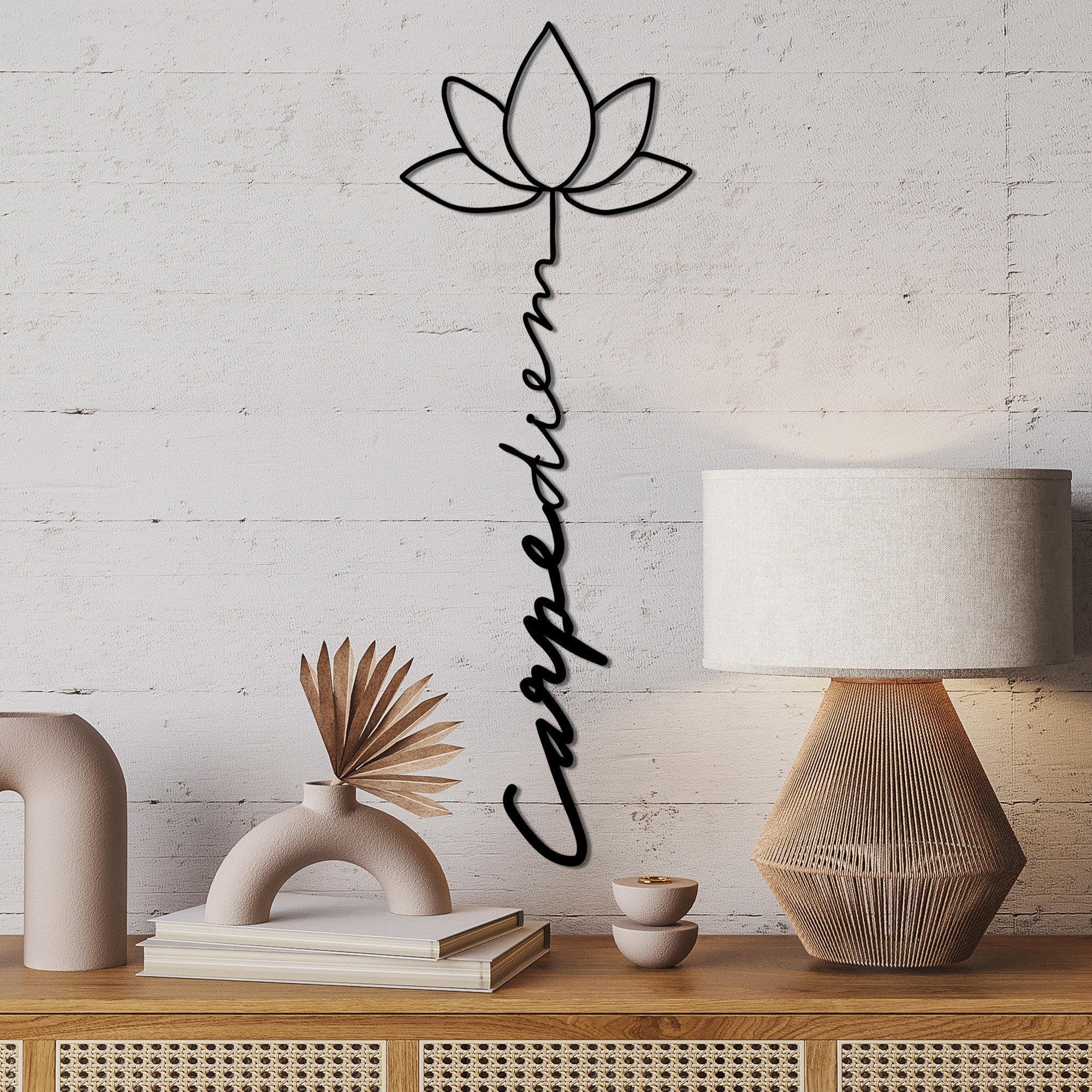 Accesoriu decorativ metalic de perete, Carpe Diem 4, Negru