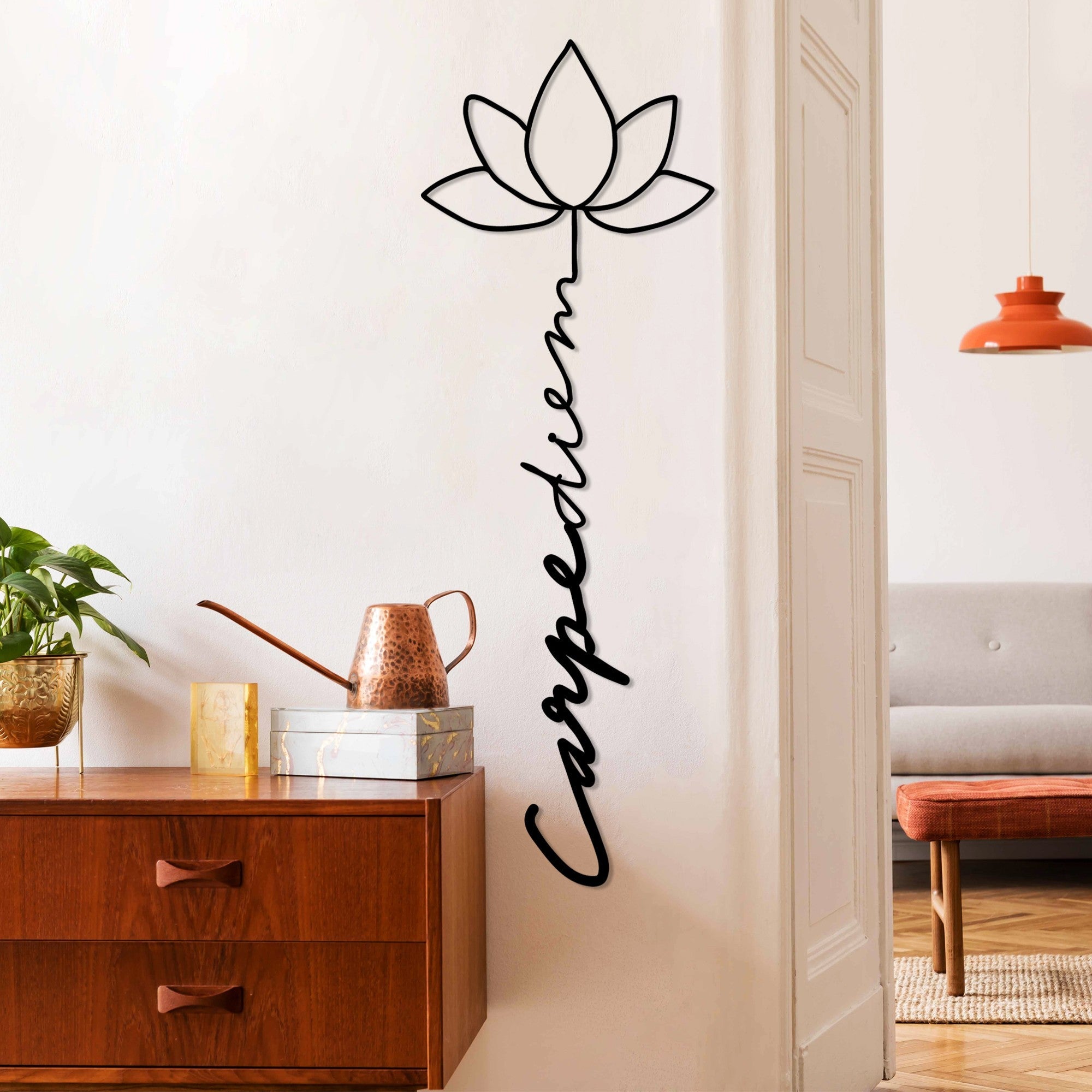 Accesoriu decorativ metalic de perete, Carpe Diem 4, Negru