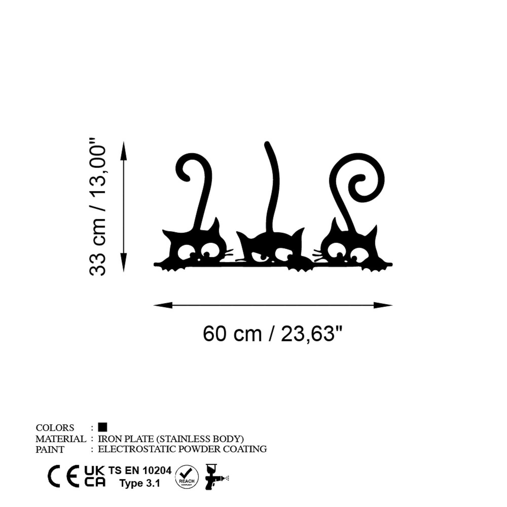 Accesoriu decorativ metalic de perete, Cat 5, Negru