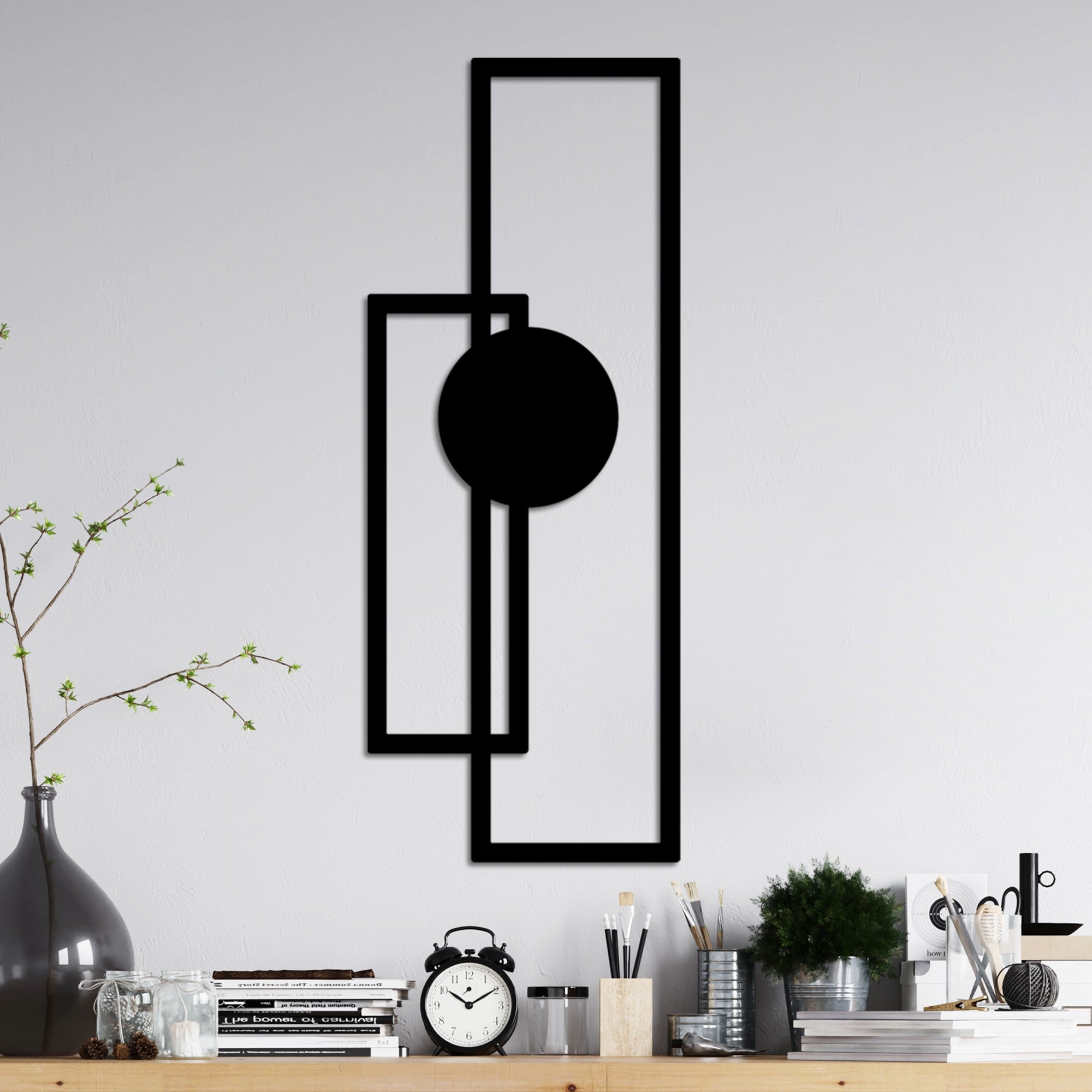 Accesoriu decorativ metalic de perete, Astratto-1, Negru