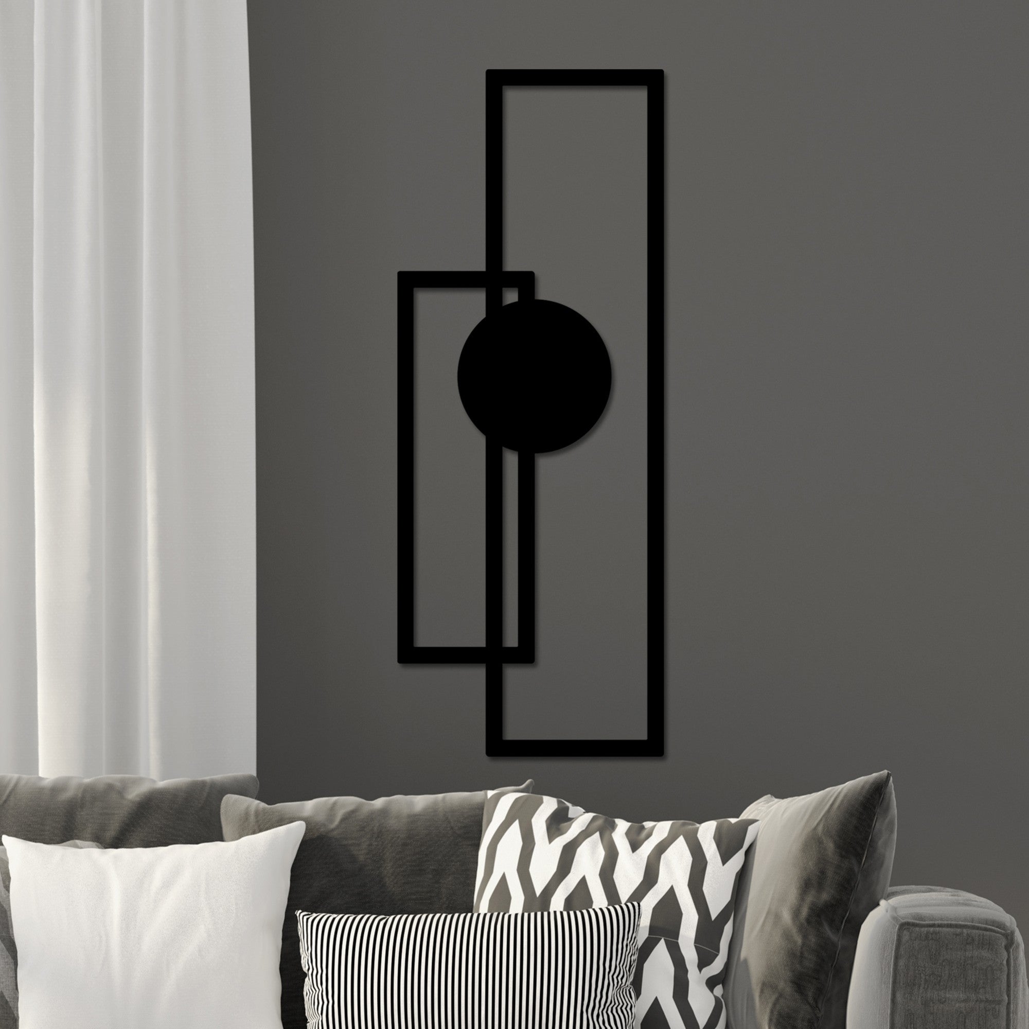 Accesoriu decorativ metalic de perete, Astratto-1, Negru