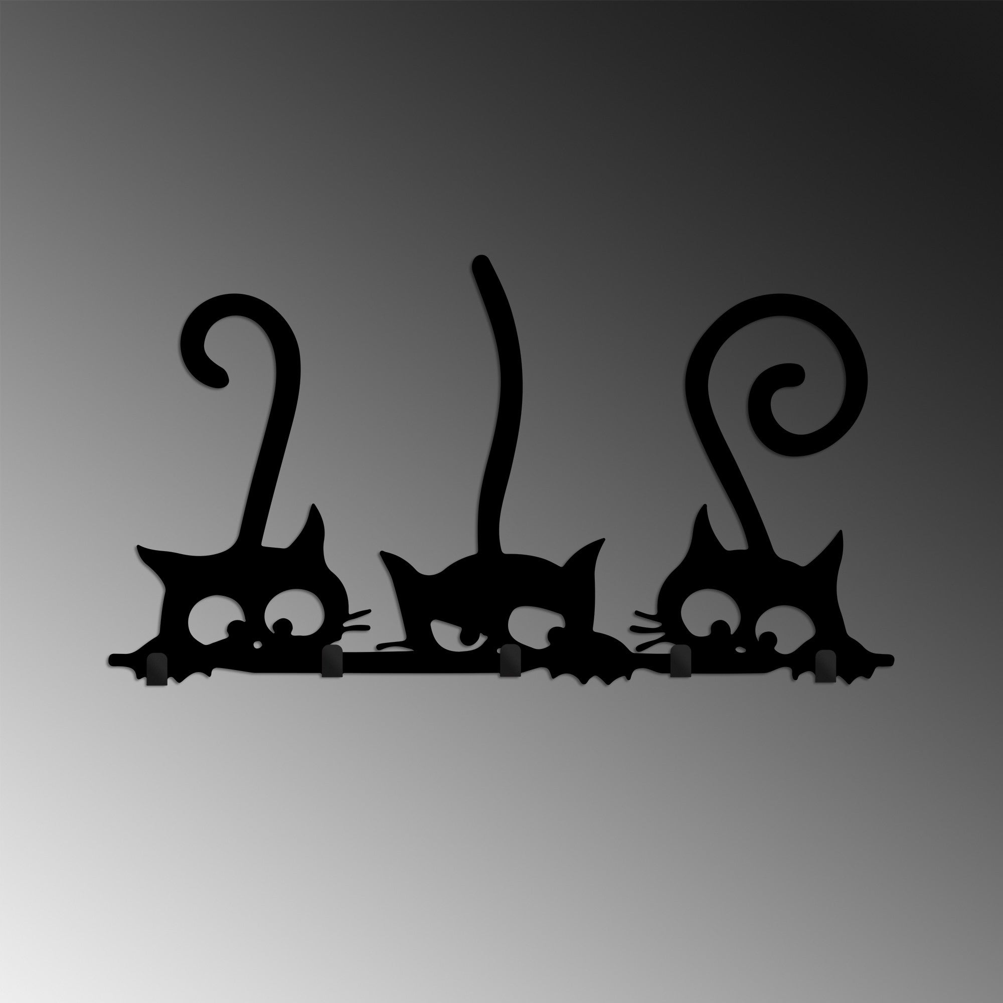 Cuier metalic de perete, Hidden Cats, Negru