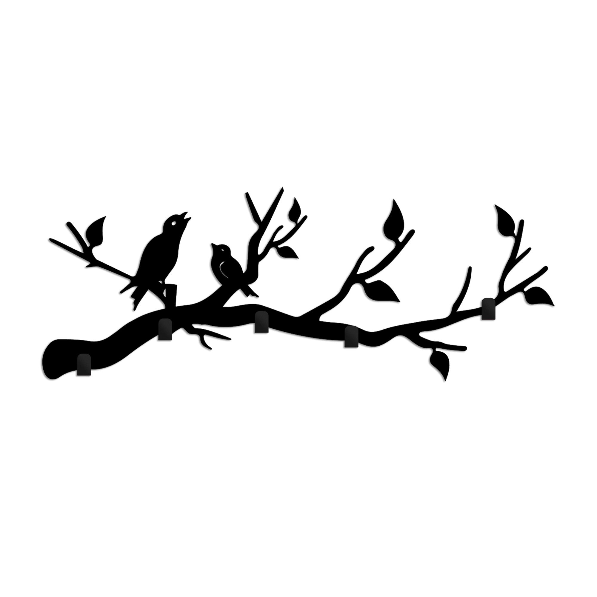 Cuier metalic de perete, Escaped Birds, Negru