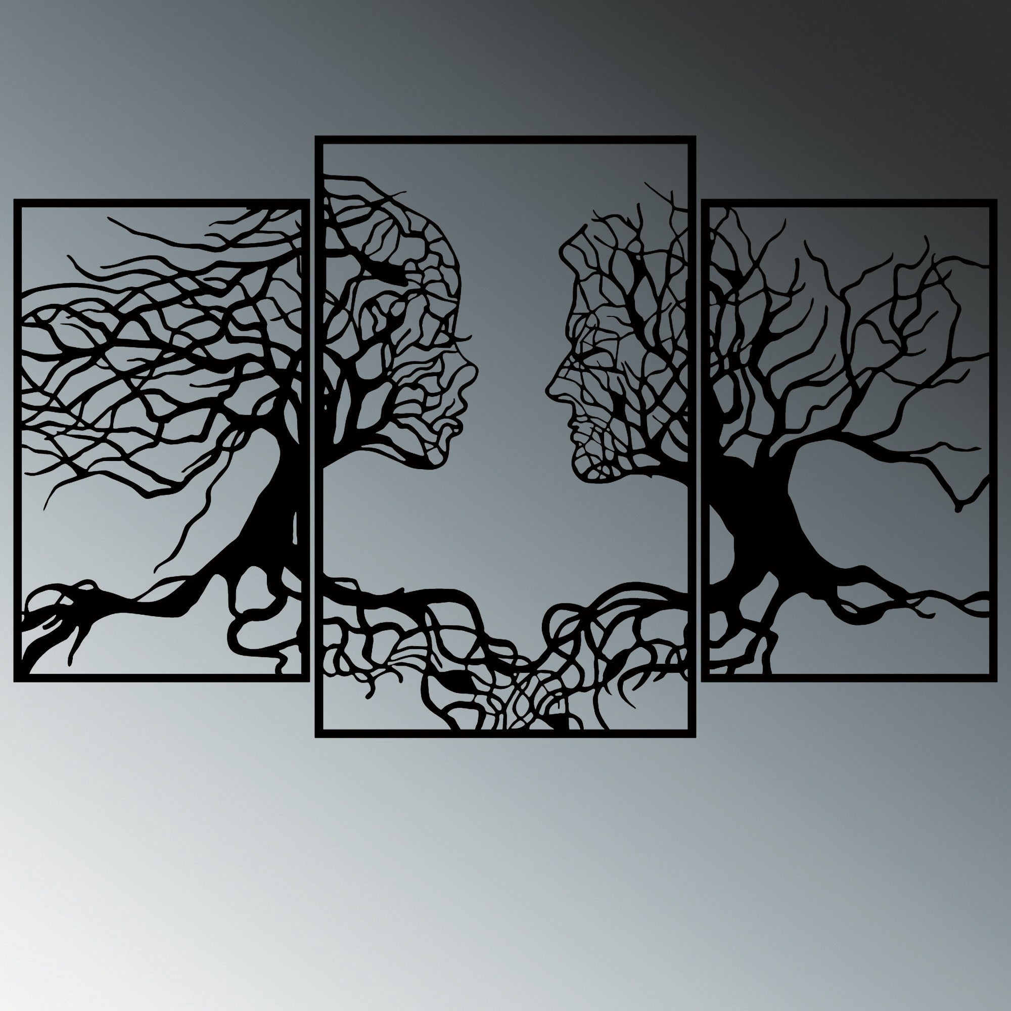 Accesoriu decorativ metalic de perete, Tree Person 499, Negru