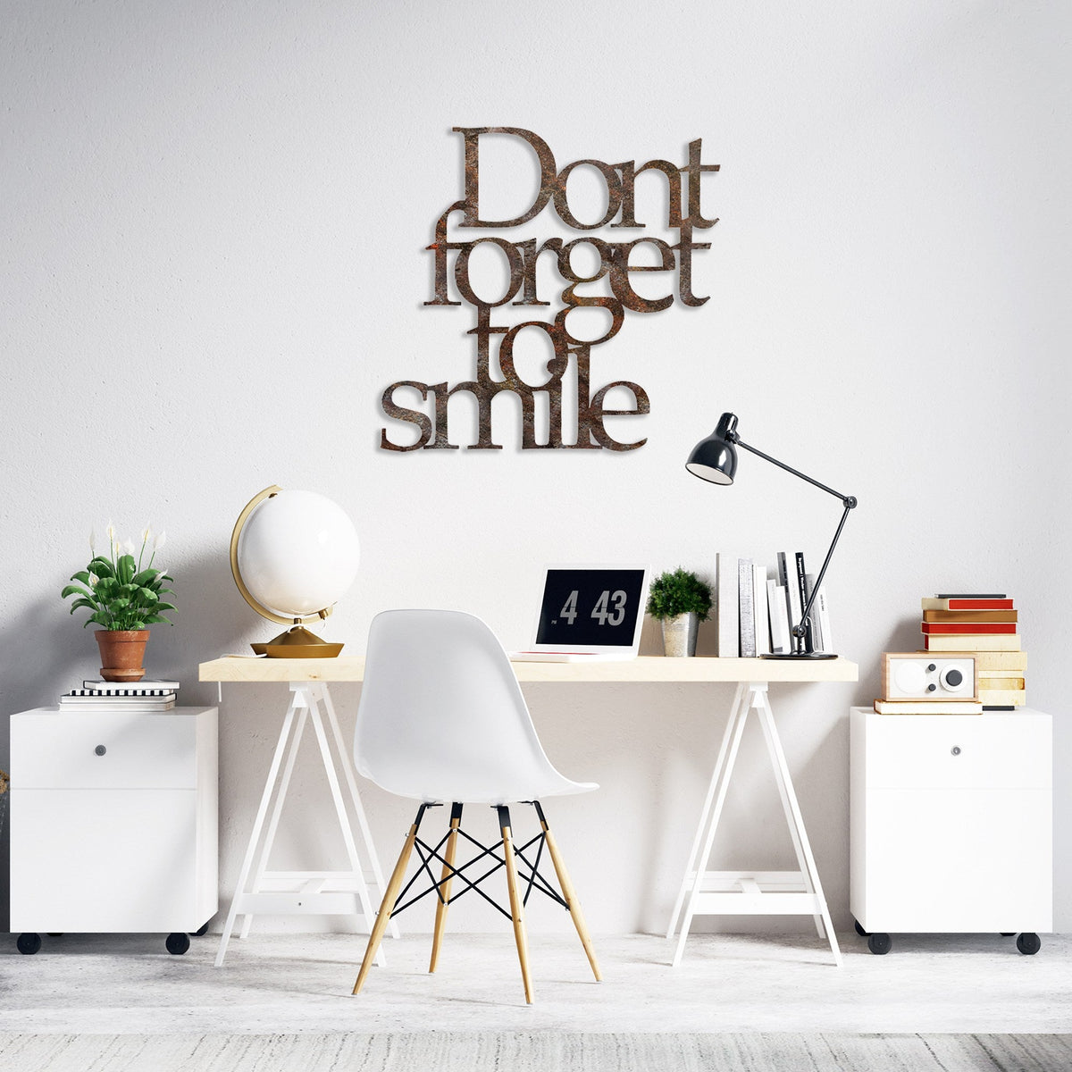 Accesoriu decorativ metalic de perete, Rusty Dont Forget For Smile, Antichizat