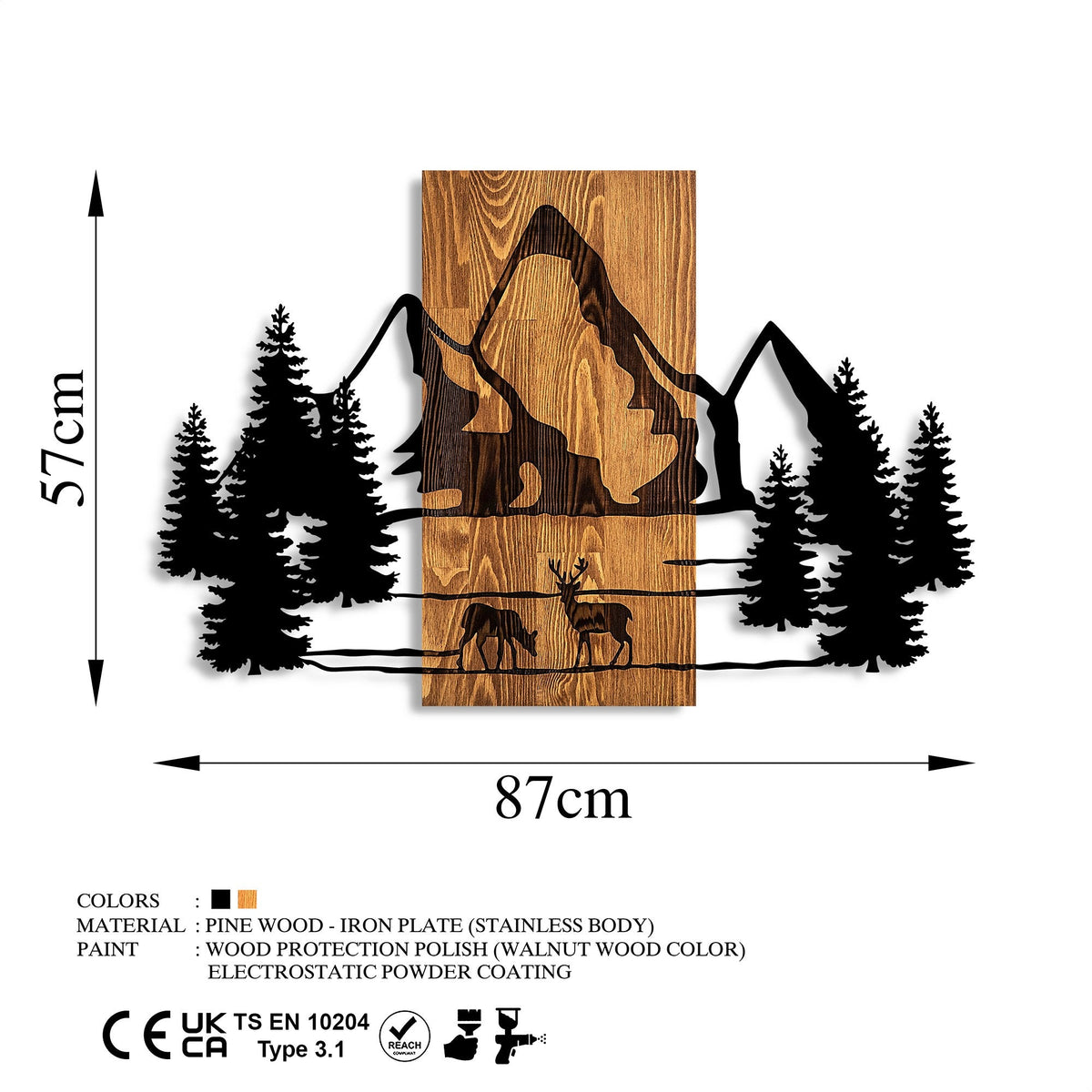 Accesoriu decorativ din lemn de perete, Natural Habitat, Nuc / Negru