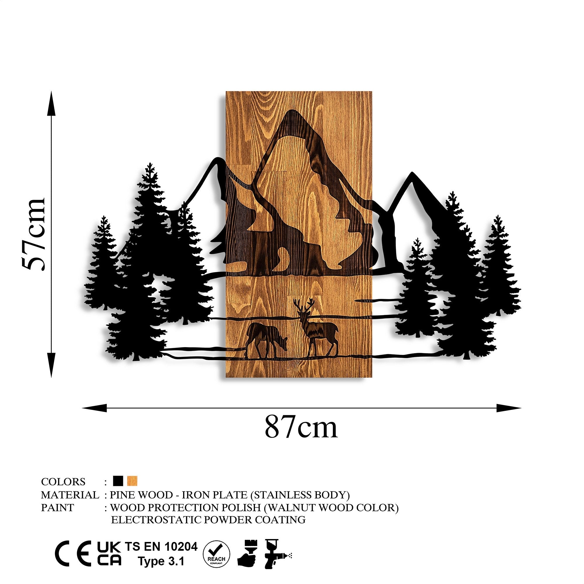 Accesoriu decorativ din lemn de perete, Natural Habitat, Nuc / Negru