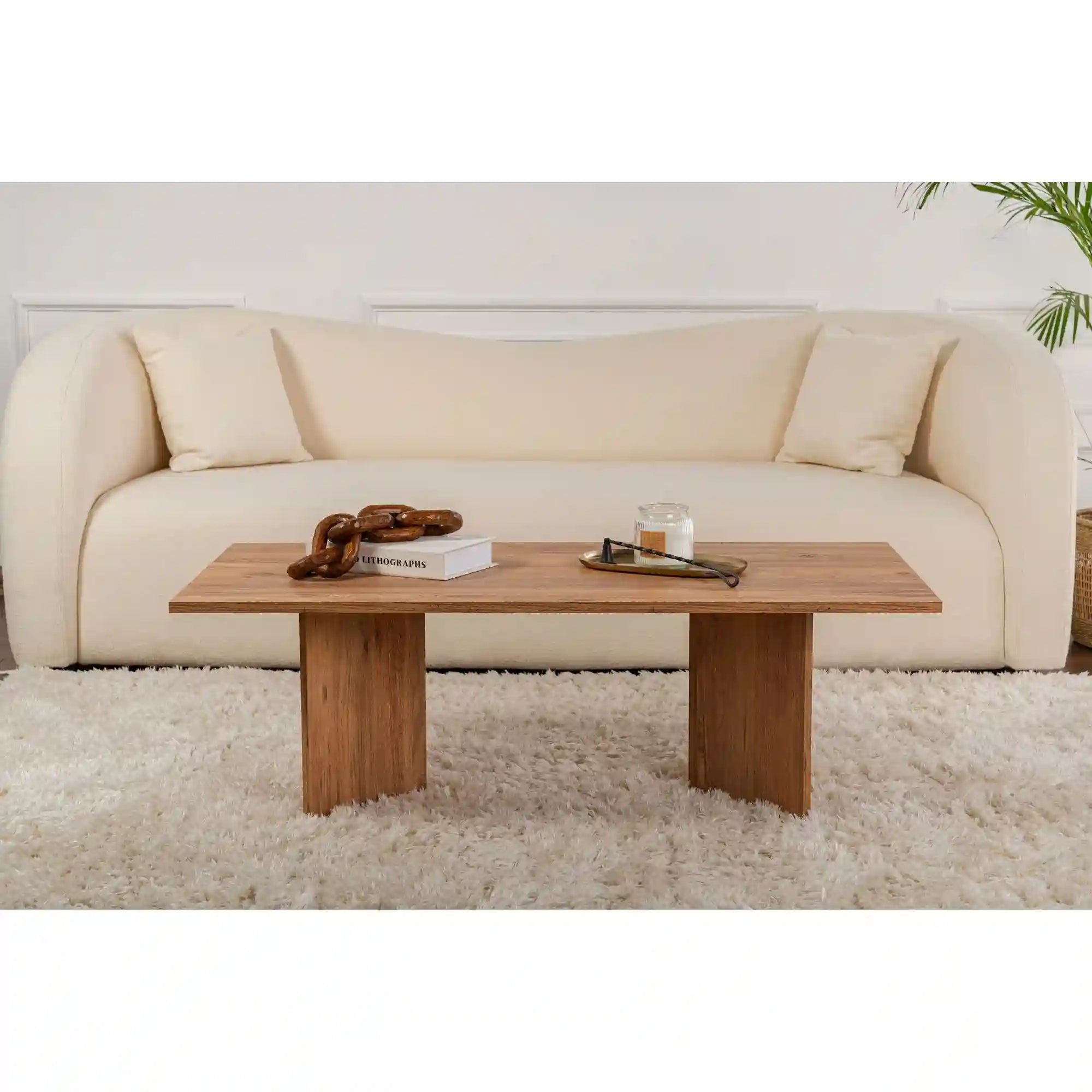 Masuta cafea SABIN, pin, PAL melaminat, 119x60x40 cm