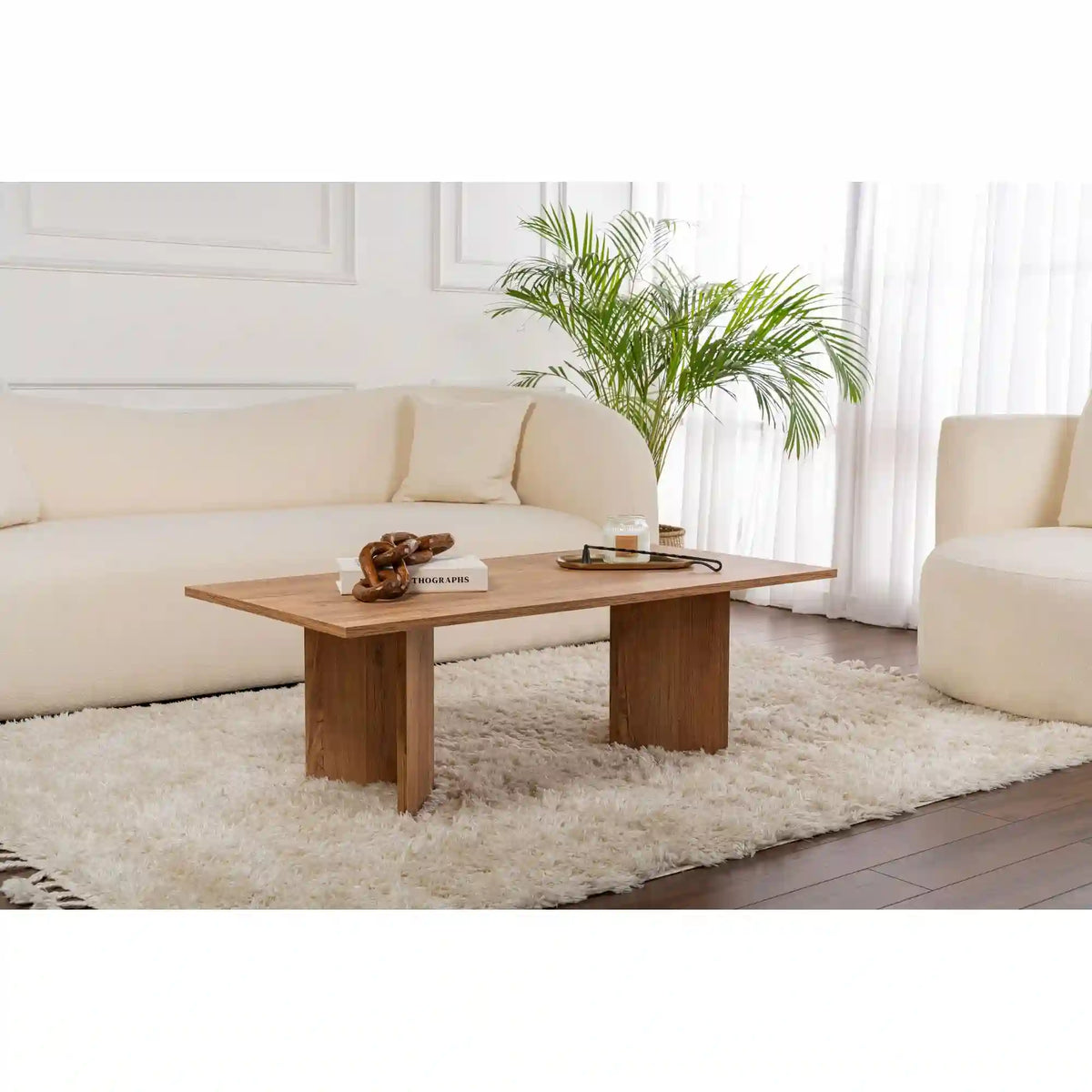 Masuta cafea SABIN, pin, PAL melaminat, 119x60x40 cm