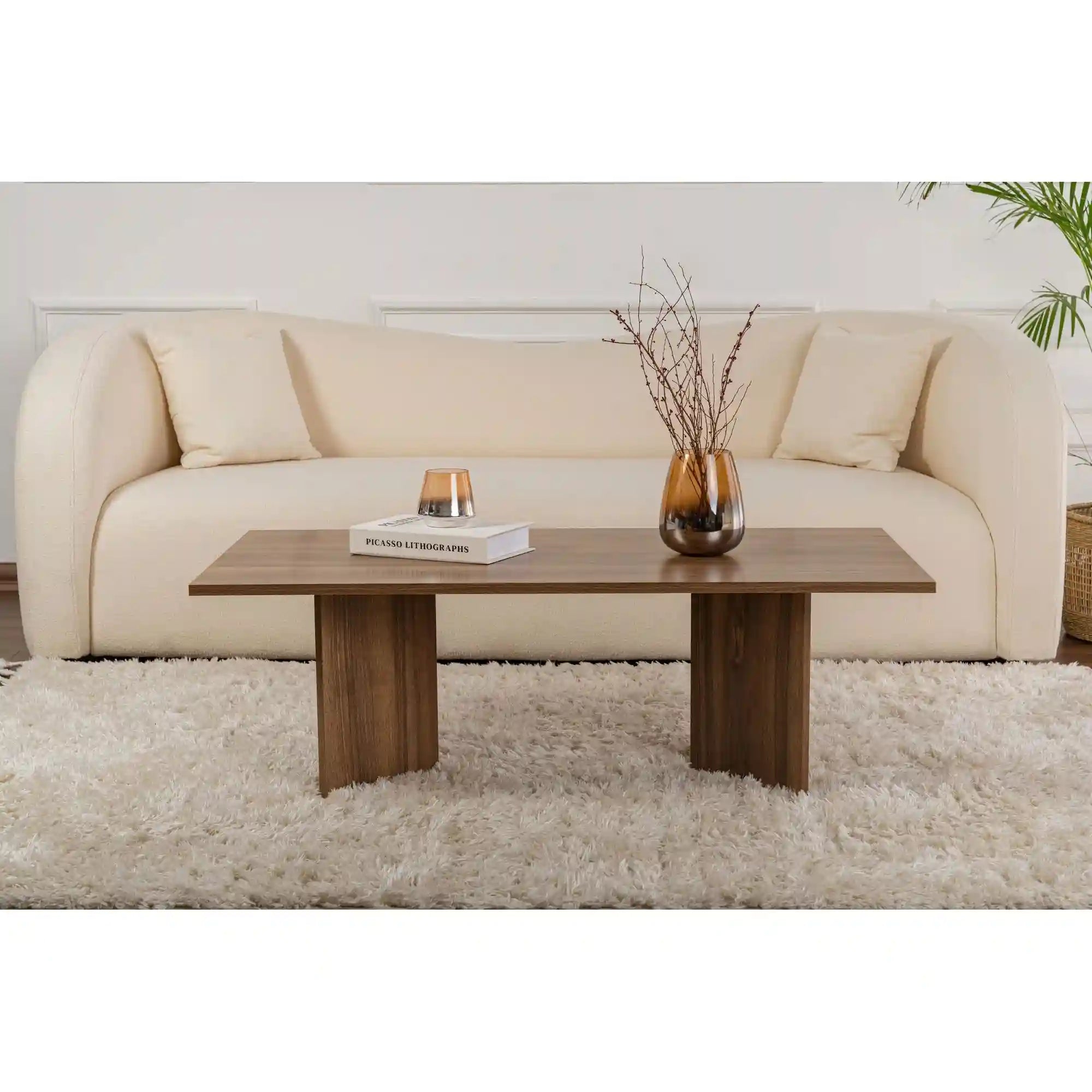 Masuta cafea SABIN, nuc, PAL melaminat, 119x60x40 cm