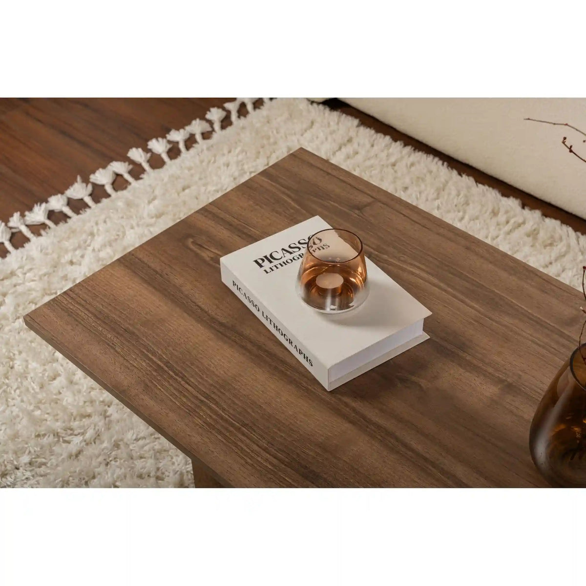 Masuta cafea SABIN, nuc, PAL melaminat, 119x60x40 cm