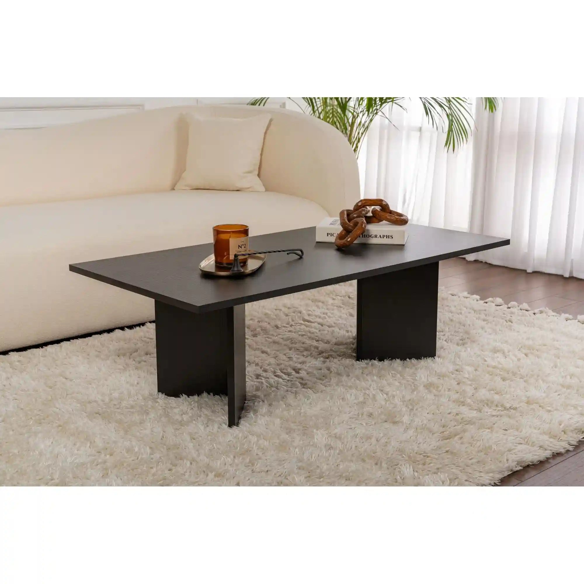Masuta cafea SABIN, negru, PAL melaminat, 119x60x40 cm